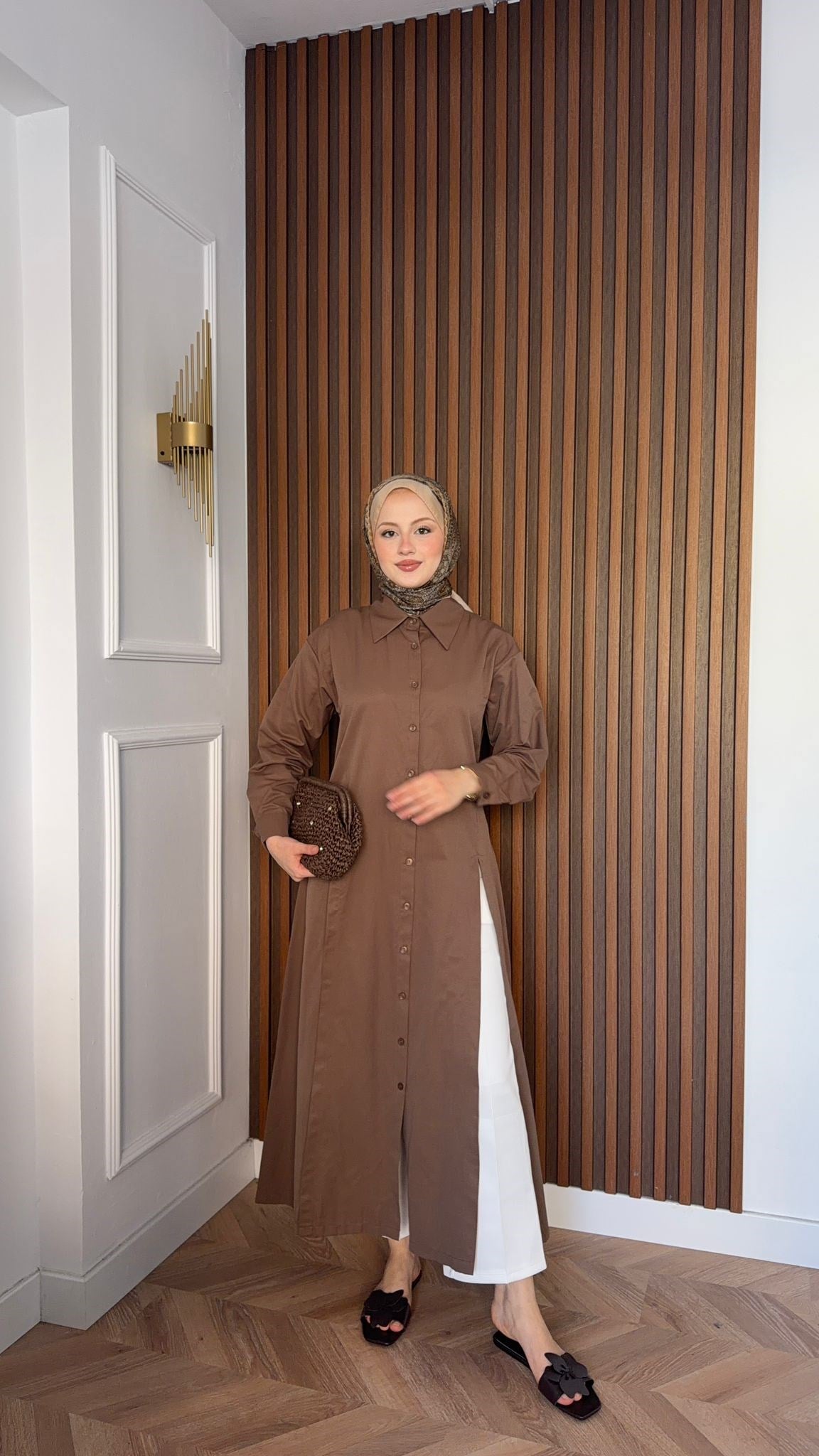 MEYSADESIGN ELBİSELER Basic Gömlek Elbise Acı Kahve