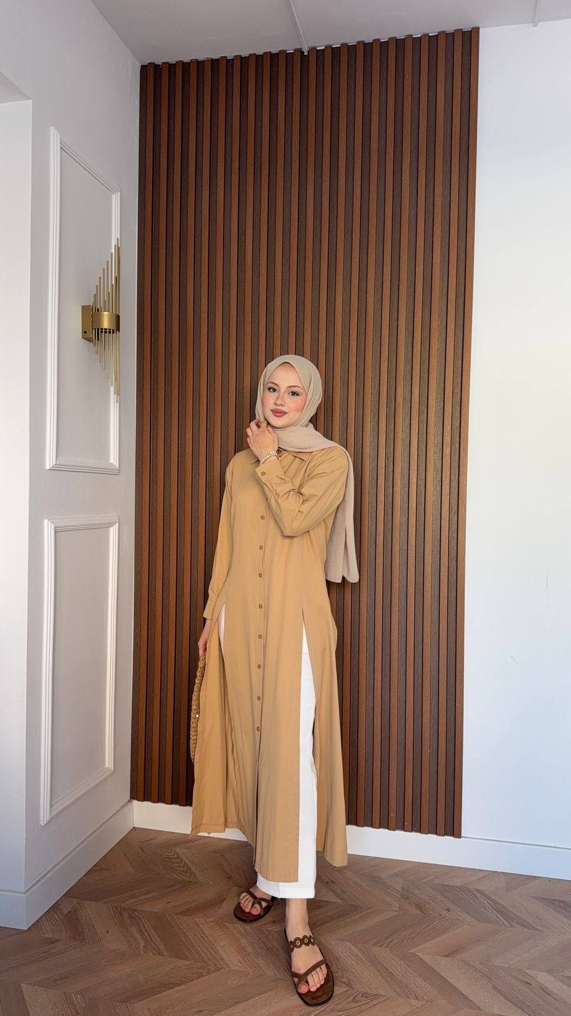 MEYSADESIGN ELBİSELER Basic Gömlek Elbise Vizon