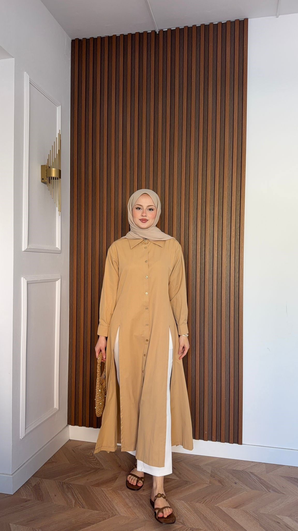 MEYSADESIGN ELBİSELER Basic Gömlek Elbise Vizon