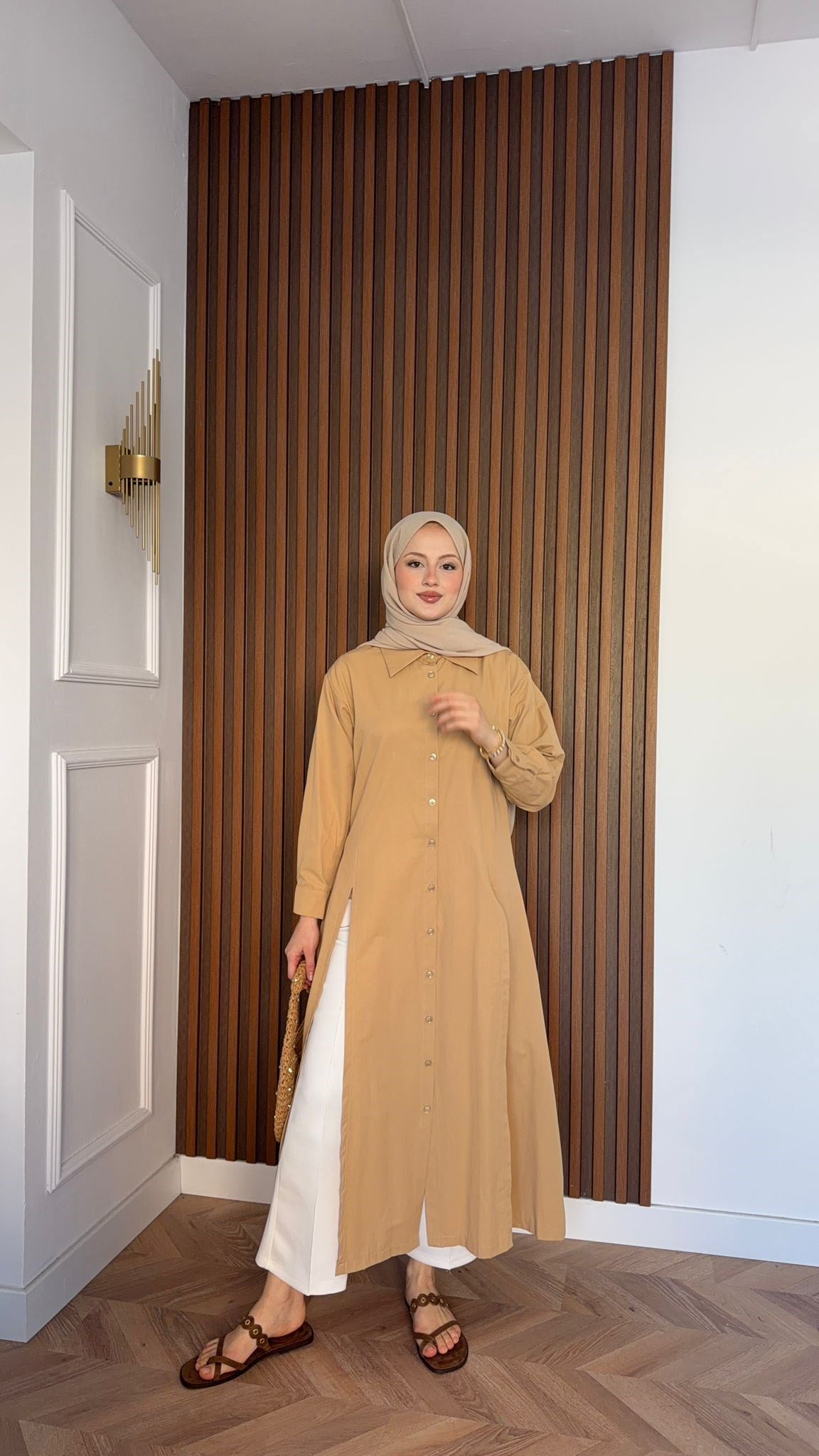 MEYSADESIGN ELBİSELER Basic Gömlek Elbise Vizon