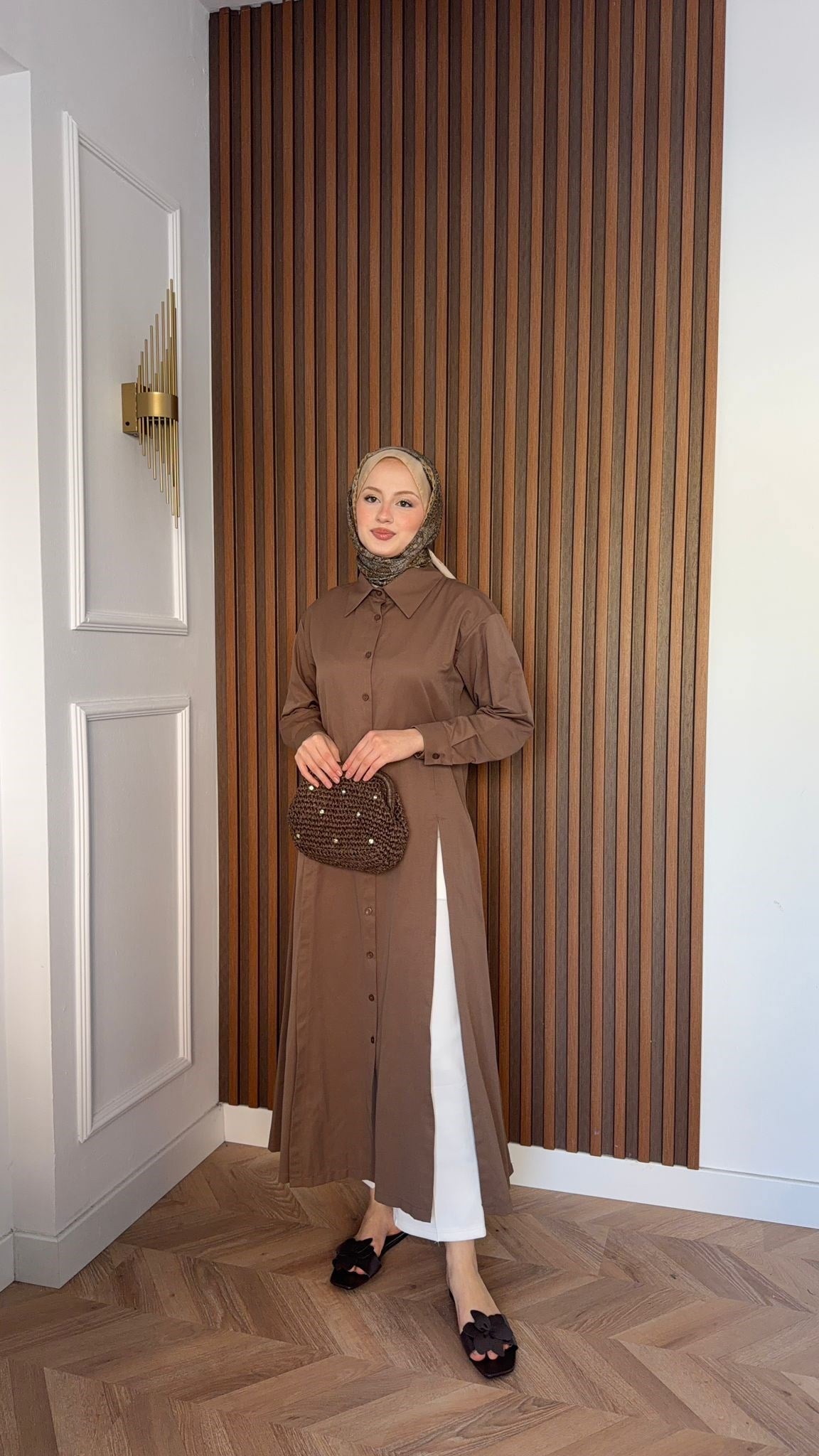 MEYSADESIGN ELBİSELER Basic Gömlek Elbise Acı Kahve