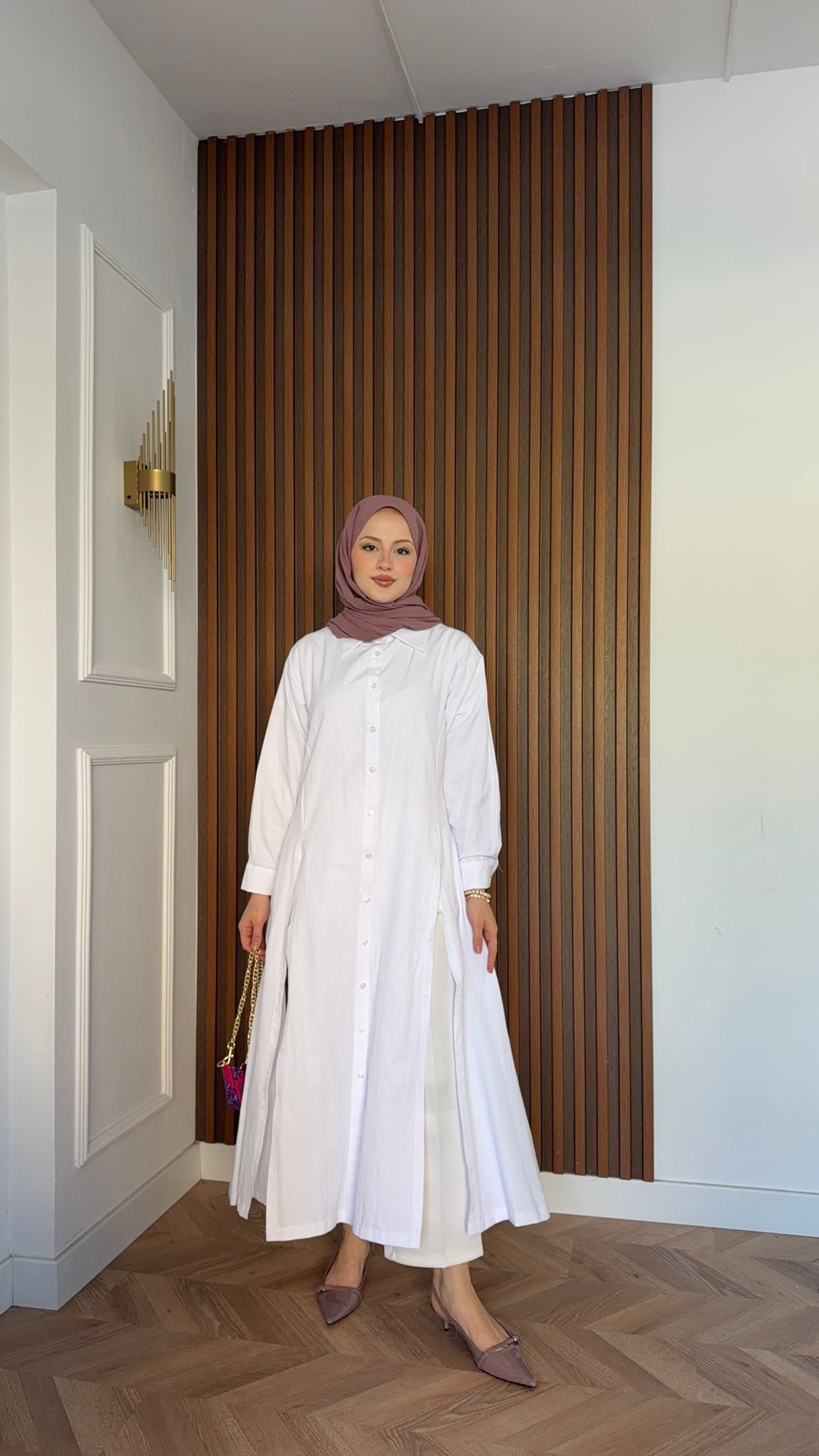 MEYSADESIGN ELBİSELER Basic Gömlek Elbise Beyaz