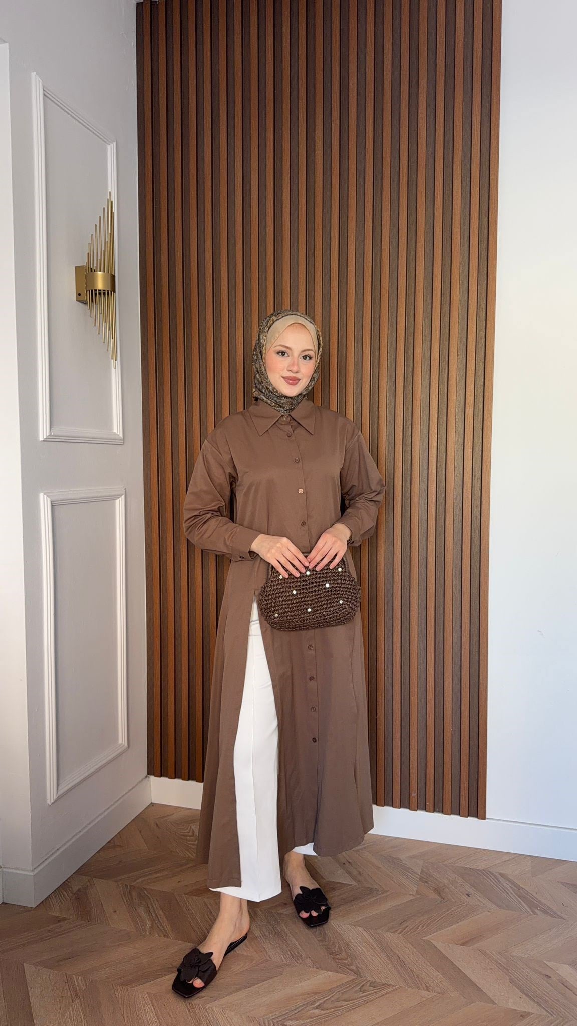 MEYSADESIGN ELBİSELER Basic Gömlek Elbise Acı Kahve