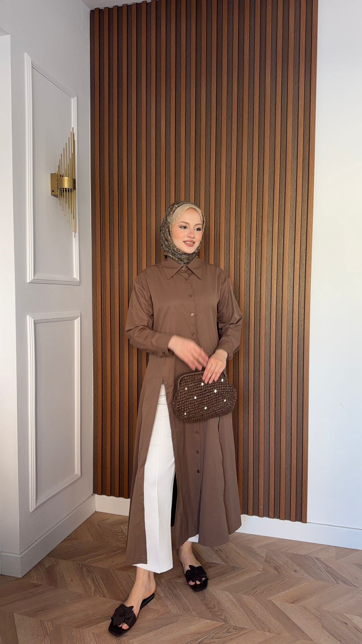 MEYSADESIGN ELBİSELER Basic Gömlek Elbise Acı Kahve