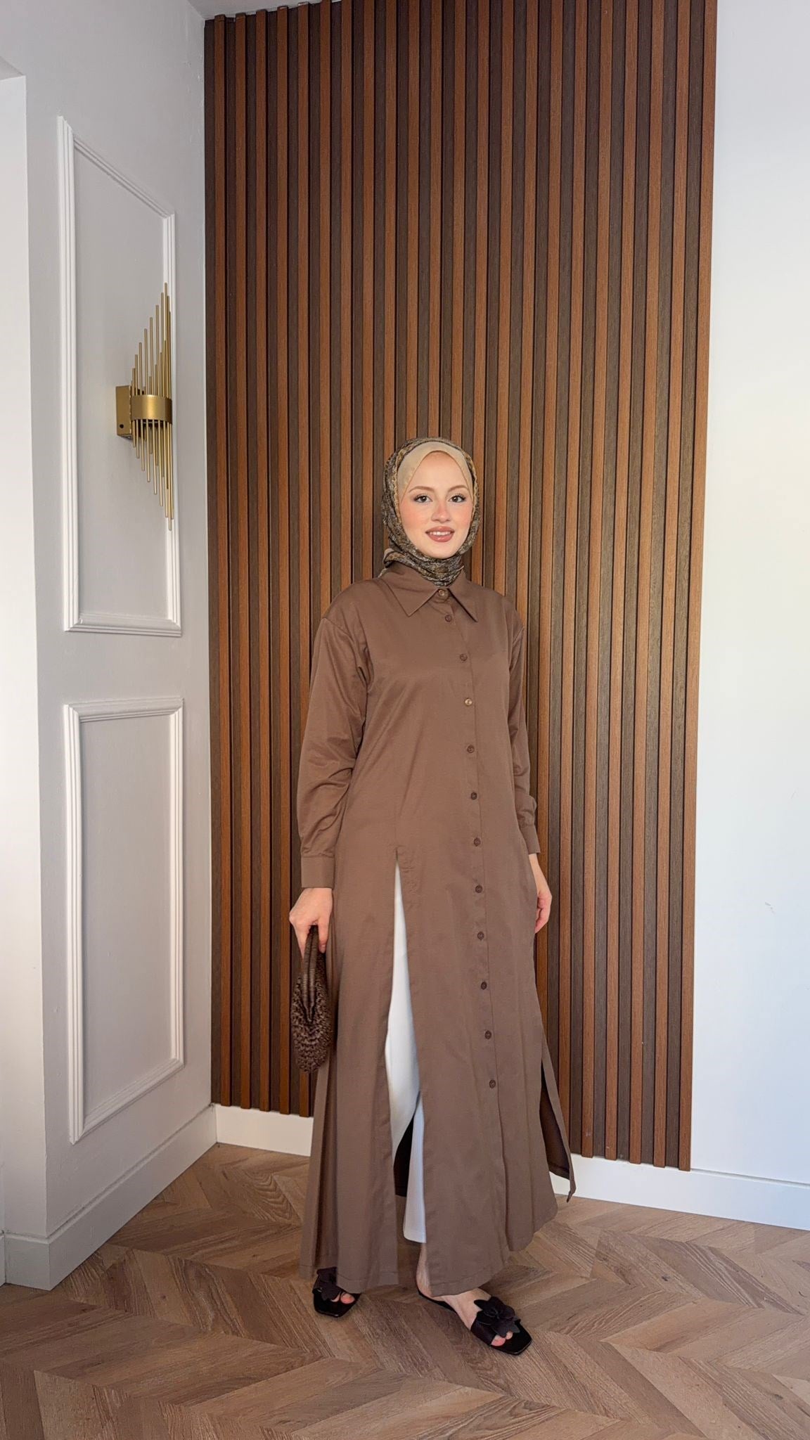 MEYSADESIGN ELBİSELER Basic Gömlek Elbise Acı Kahve