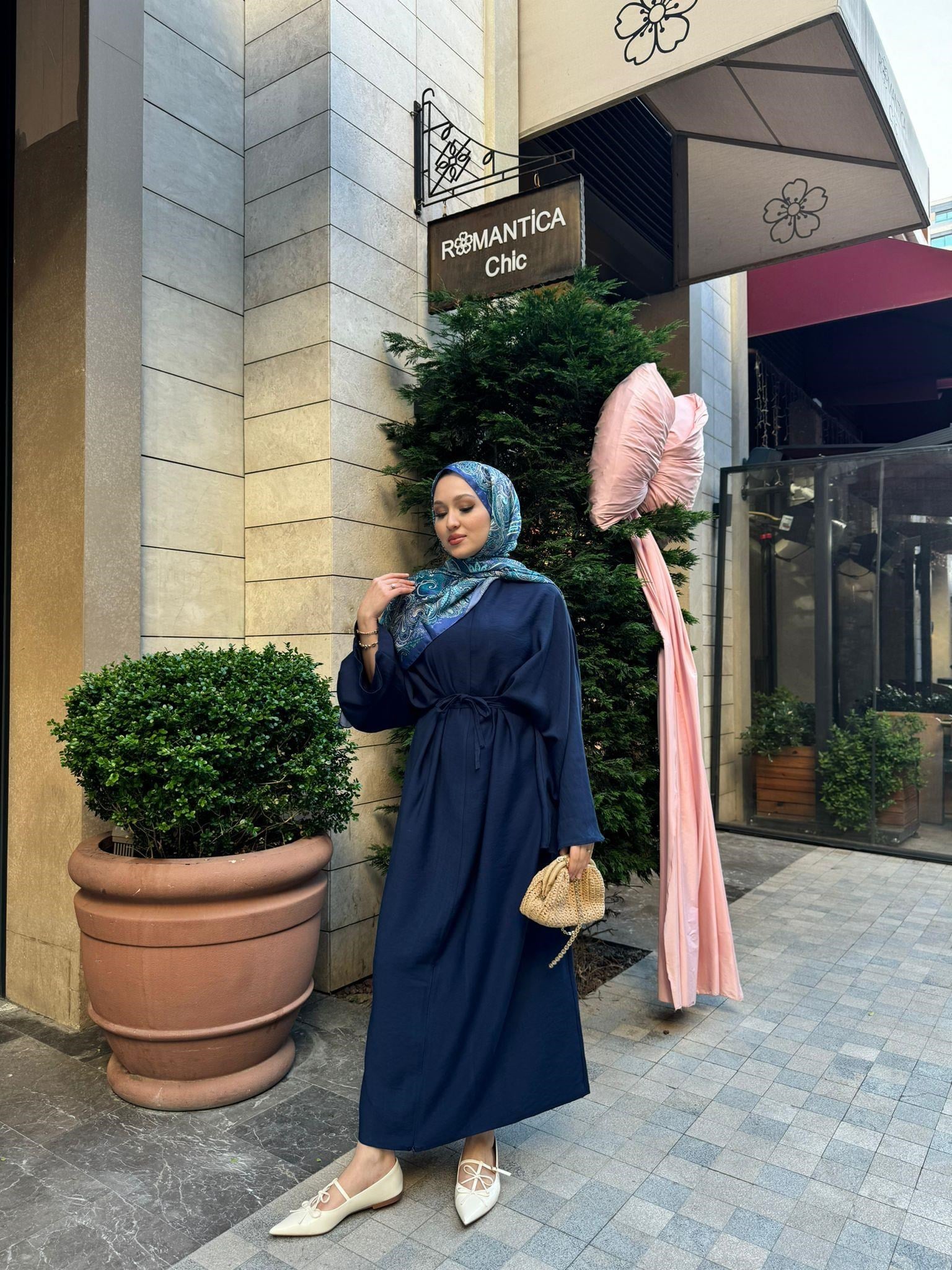 MEYSADESIGN ELBİSELER Beli Bağlamalı Tensel Elbise Lacivert