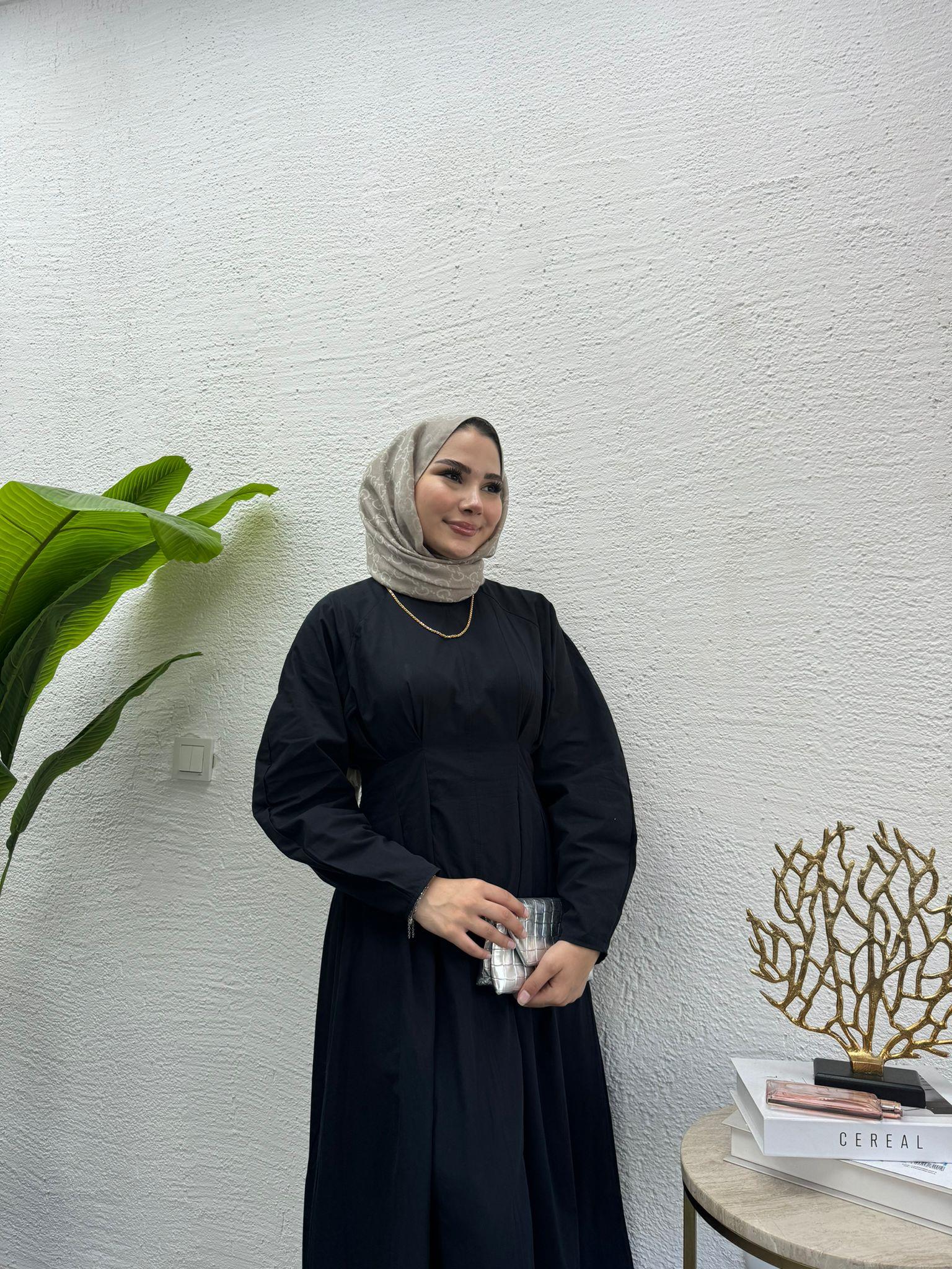 MEYSADESIGN ELBİSELER Beli Pileli Elbise Siyah
