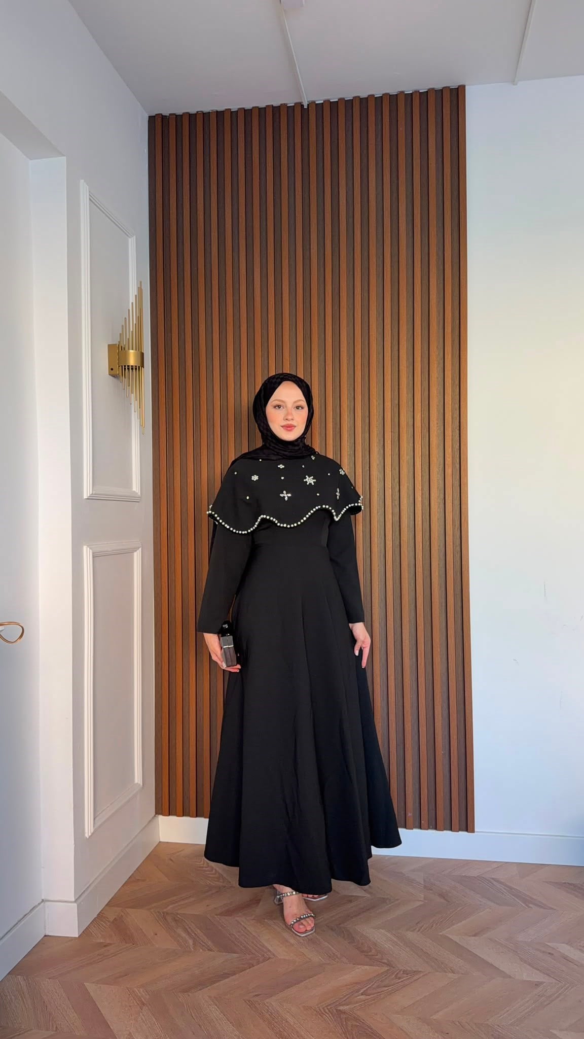 MEYSADESIGN ELBİSELER Blue Taşlı Yakalı Abiye Siyah
