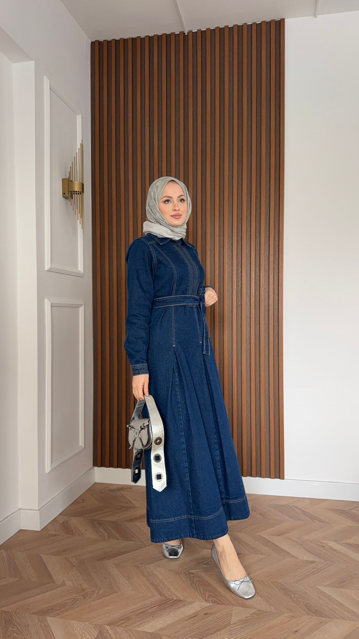 MEYSADESIGN DRESSES Bomonti Önü Fermuarlı Kot Elbise Koyu Mavi