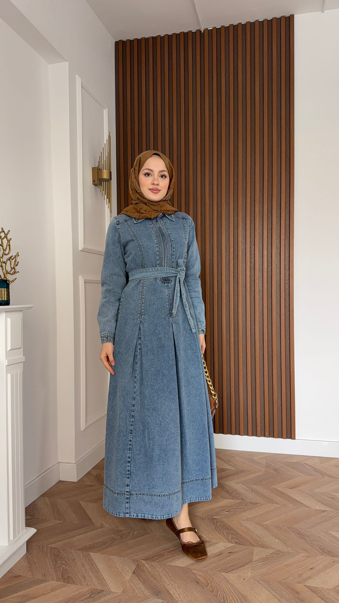 MEYSADESIGN DRESSES Bomonti Önü Fermuarlı Kot Elbise Açık Mavi