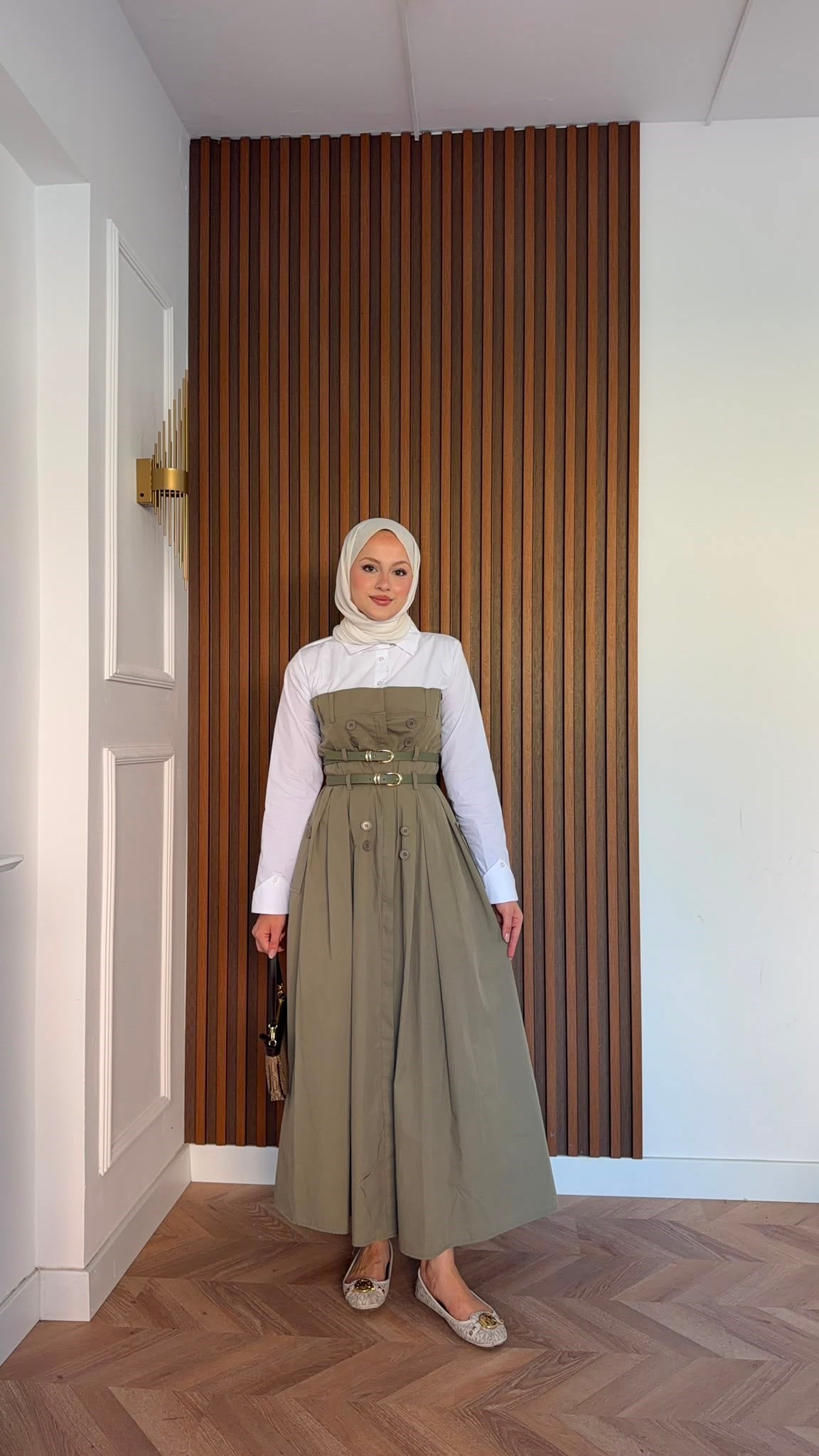 MEYSADESIGN ELBİSELER Dima Çift Kemerli Elbise Haki
