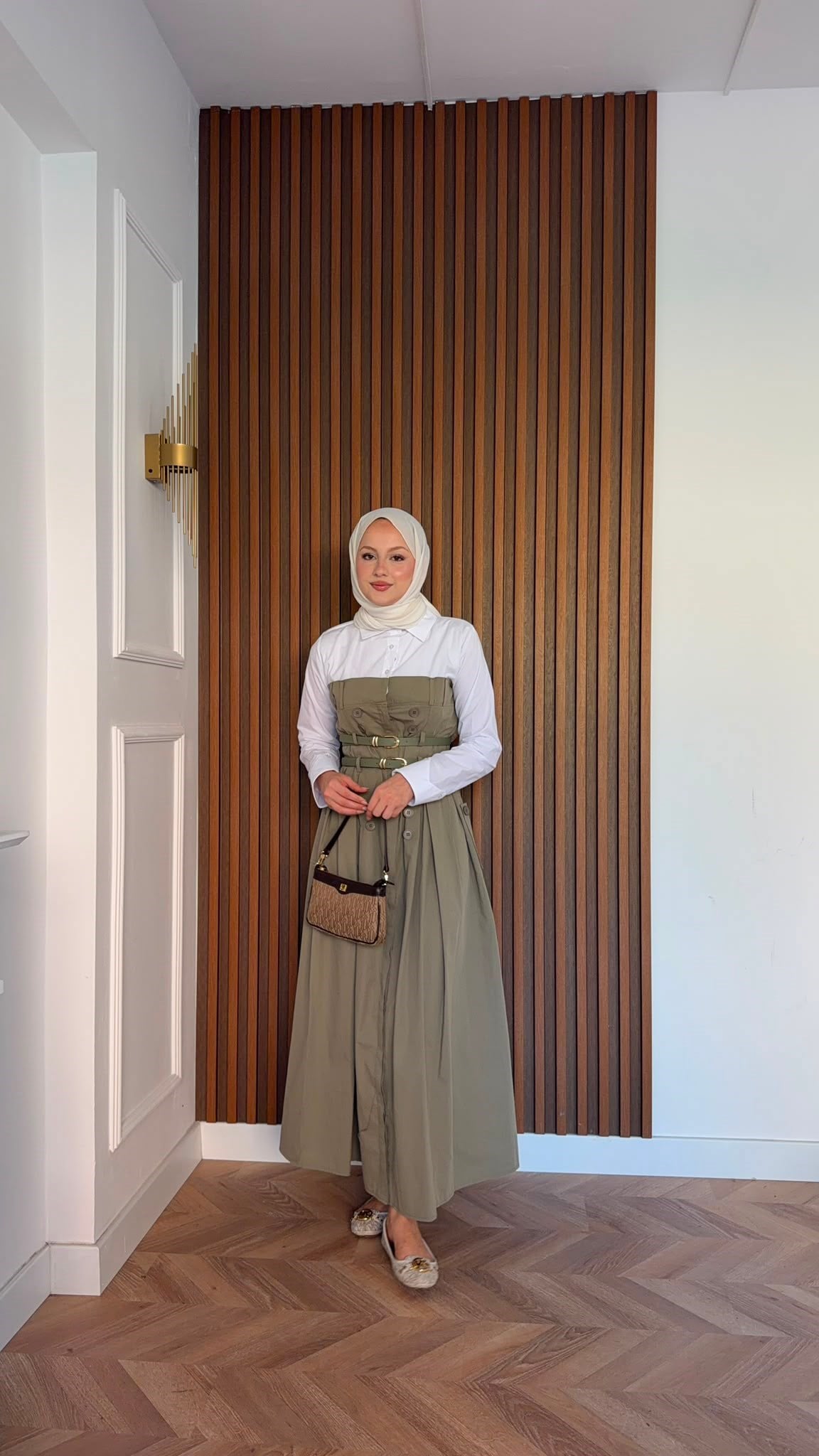 MEYSADESIGN ELBİSELER Dima Çift Kemerli Elbise Haki