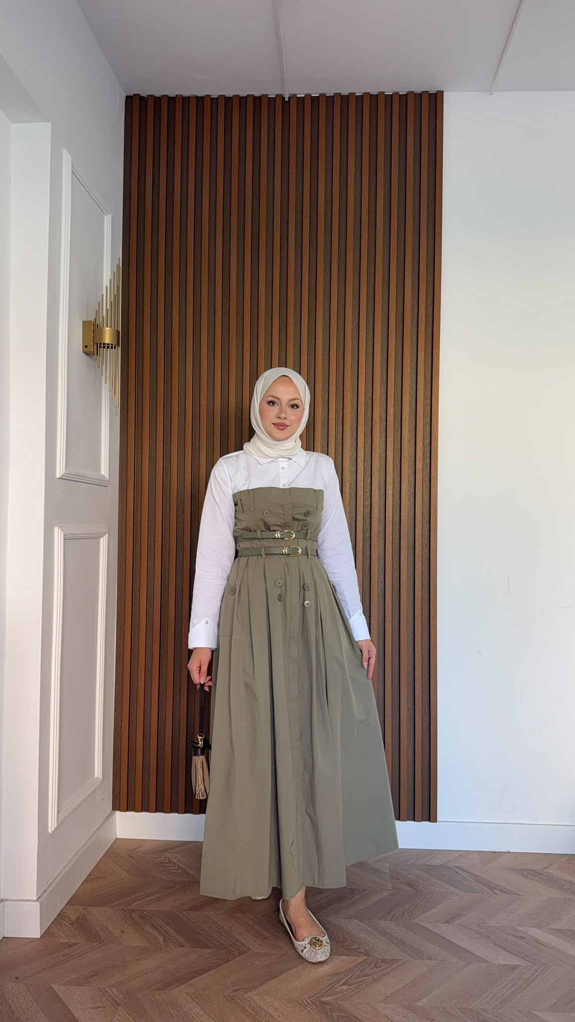MEYSADESIGN ELBİSELER Dima Çift Kemerli Elbise Haki