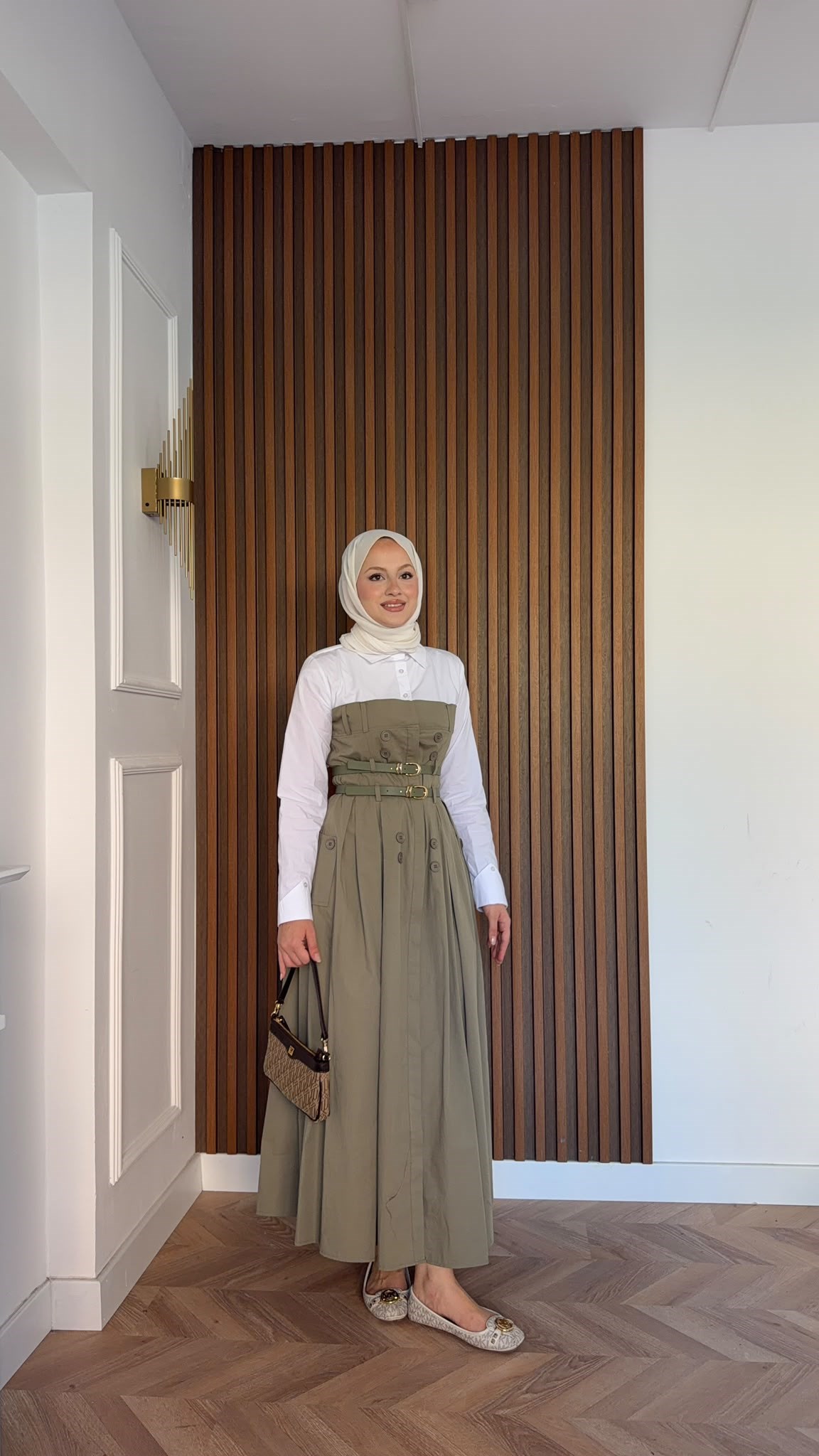 MEYSADESIGN ELBİSELER Dima Çift Kemerli Elbise Haki