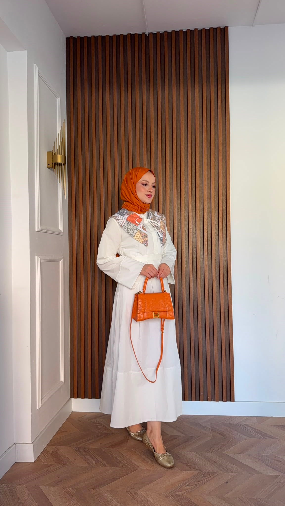 MEYSADESIGN ELBİSELER Etnik Mendil Yaka Astarlı Dacron Elbise Ekru