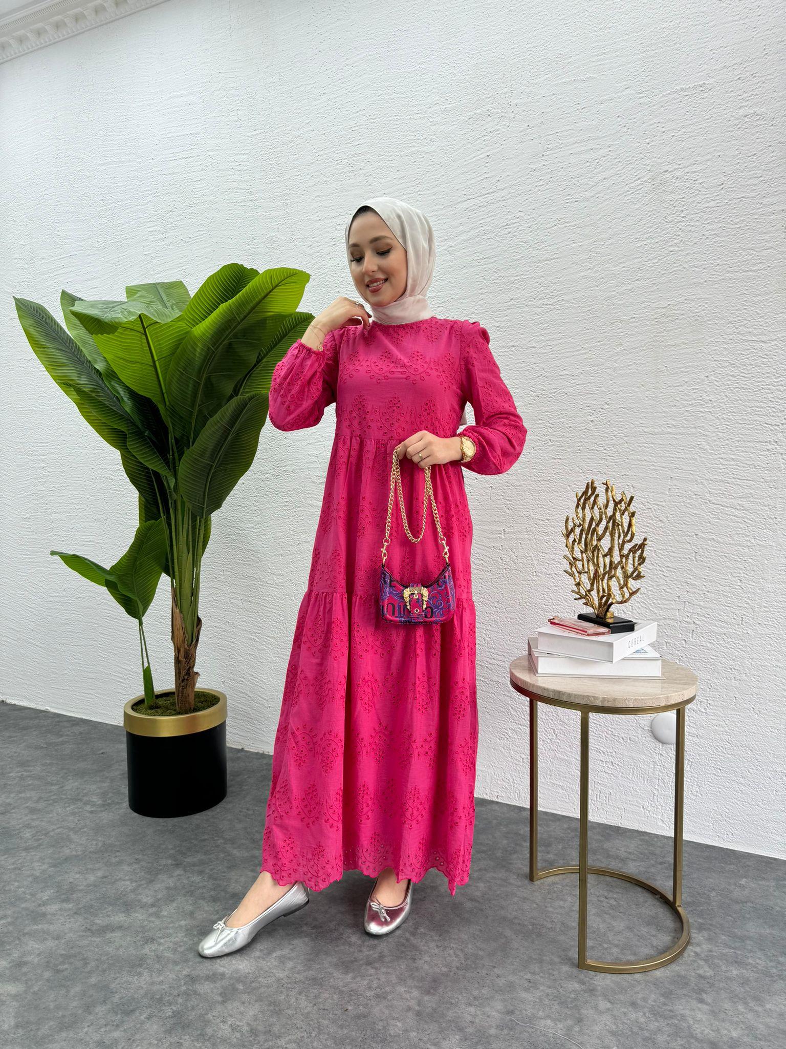 MEYSADESIGN ELBİSELER Fisto Elbise Fuşya