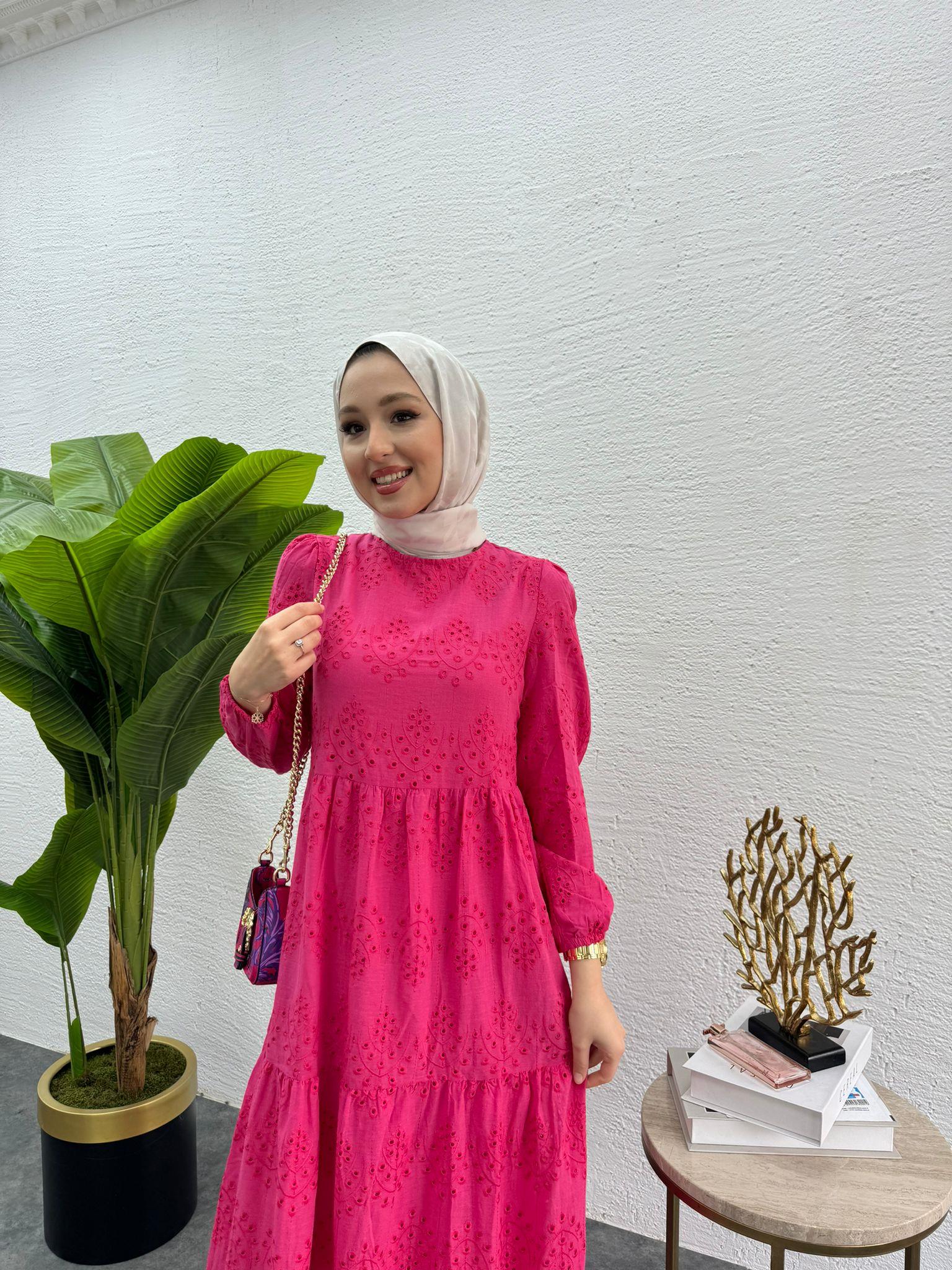 MEYSADESIGN ELBİSELER Fisto Elbise Fuşya
