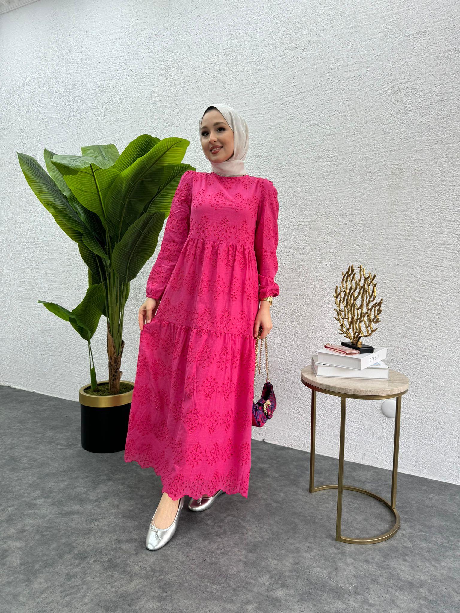 MEYSADESIGN ELBİSELER Fisto Elbise Fuşya