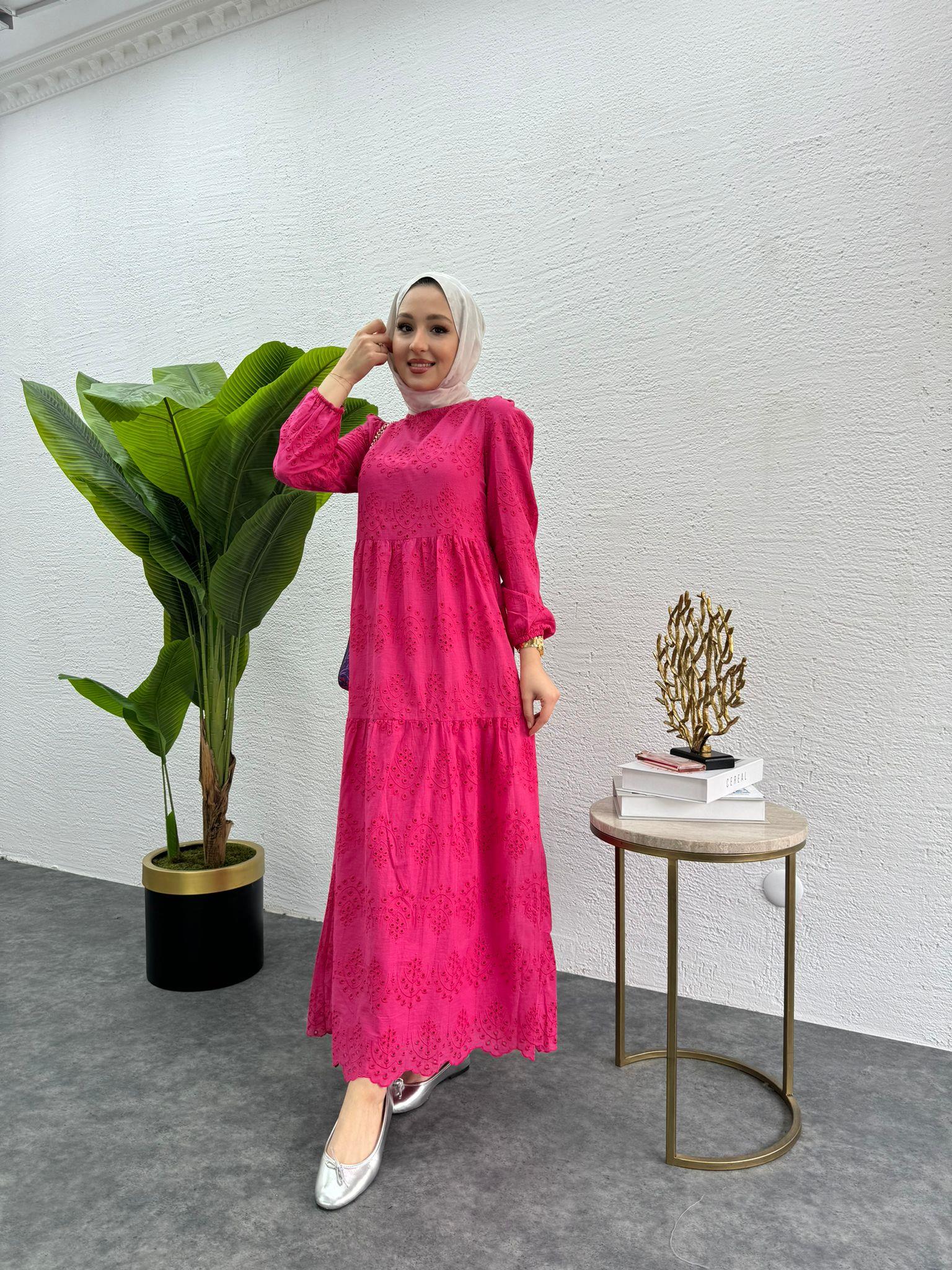 MEYSADESIGN ELBİSELER Fisto Elbise Fuşya