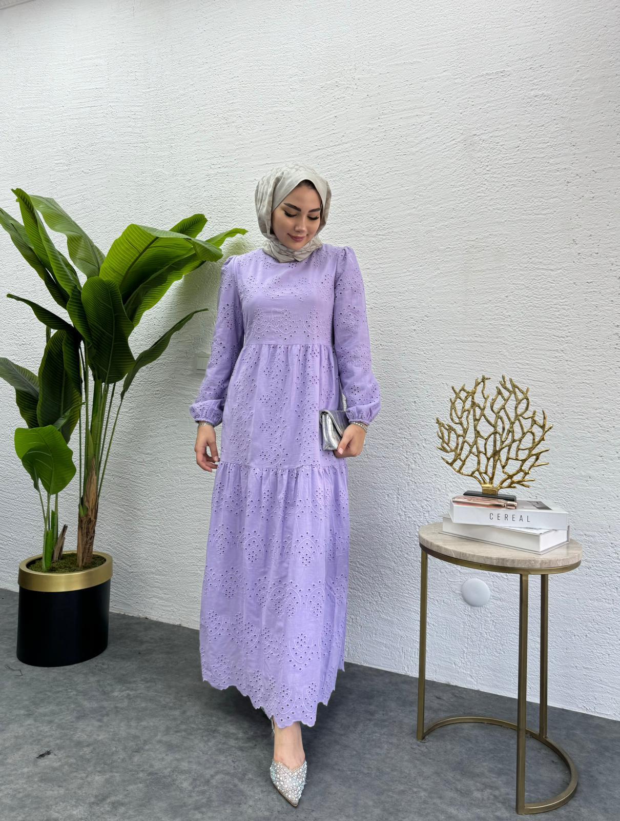MEYSADESIGN ELBİSELER Fisto Elbise Lila