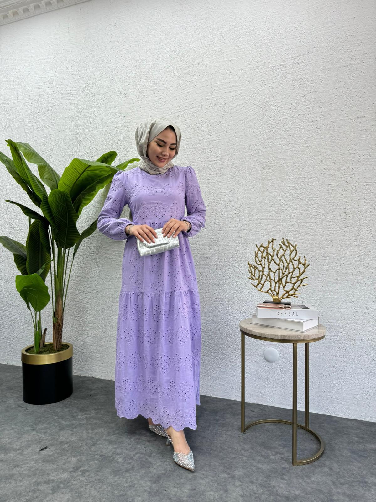 MEYSADESIGN ELBİSELER Fisto Elbise Lila