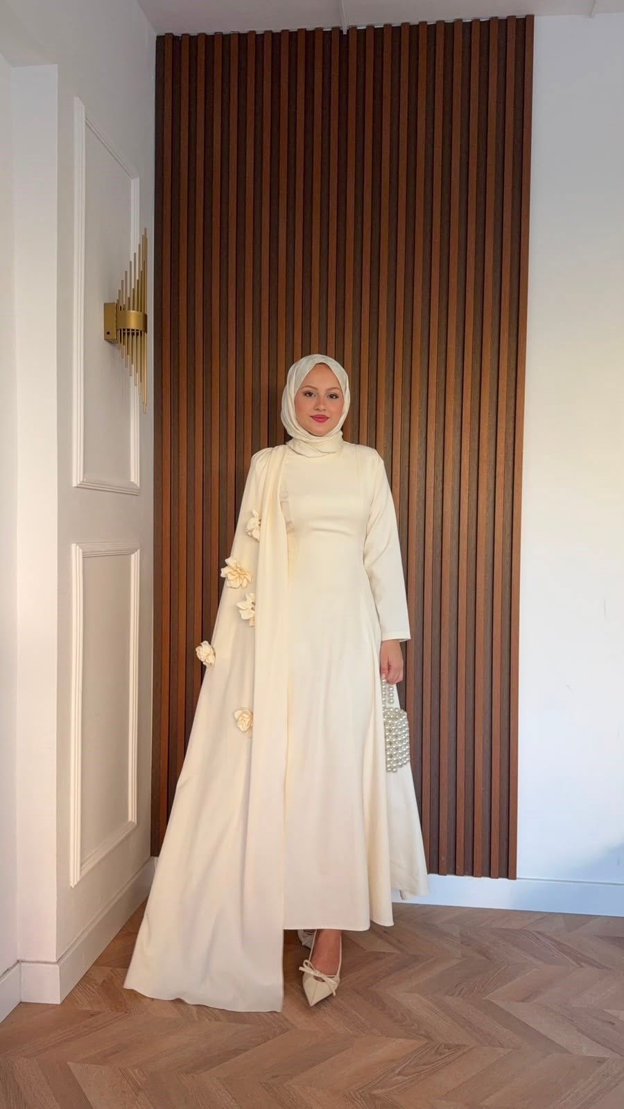 MEYSADESIGN ELBİSELER Gül Detaylı Abiye Bej