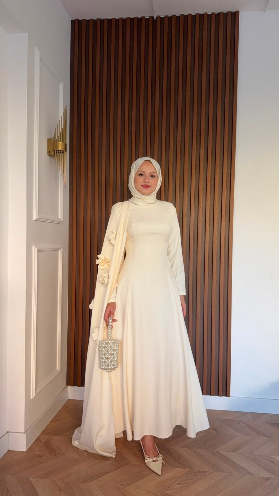 MEYSADESIGN ELBİSELER Gül Detaylı Abiye Bej