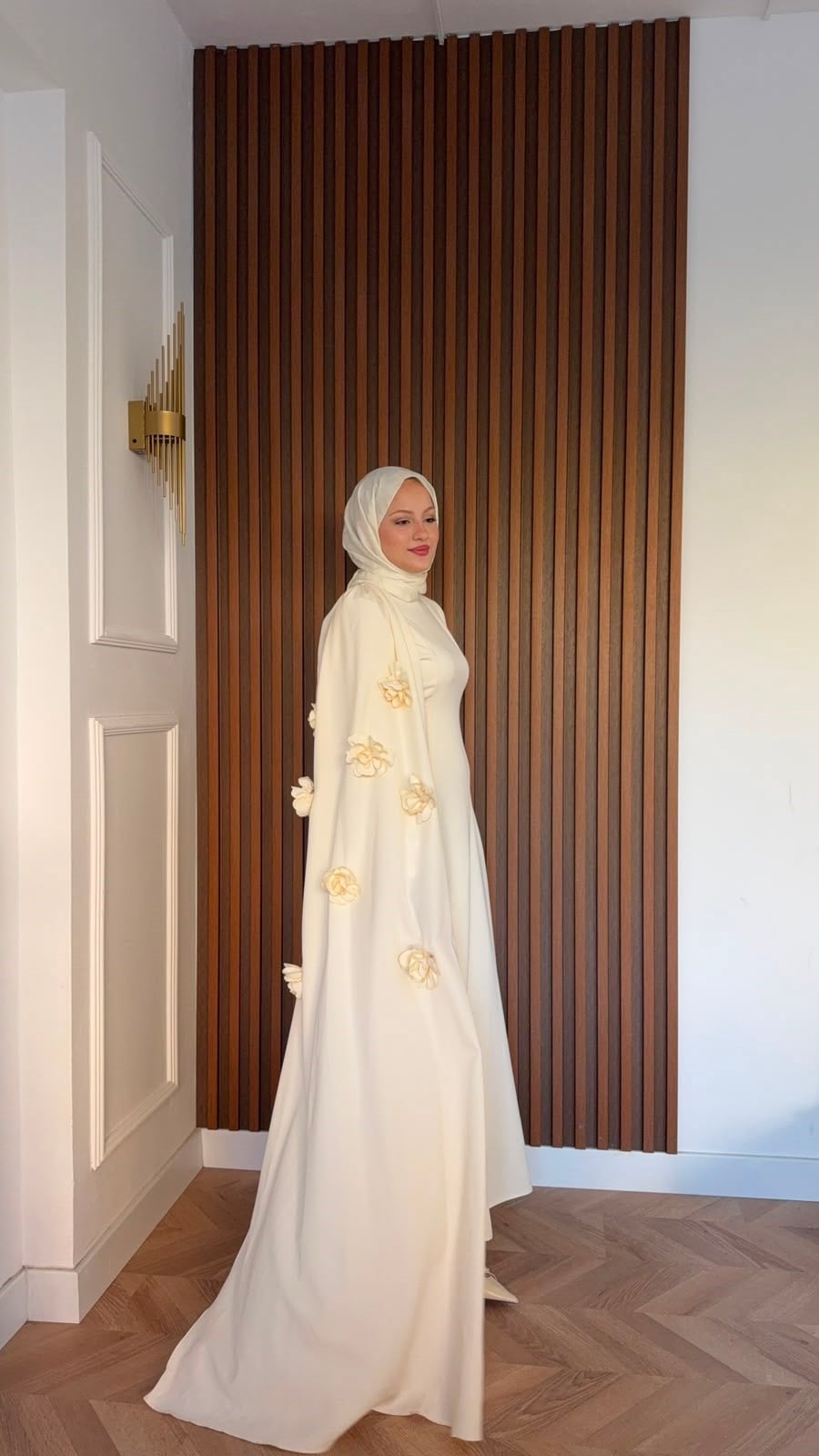 MEYSADESIGN ELBİSELER Gül Detaylı Abiye Bej