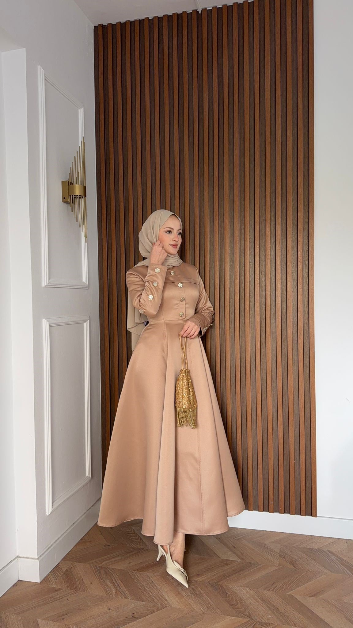 MEYSADESIGN ELBİSELER Hera Volanlı Abiye Krem