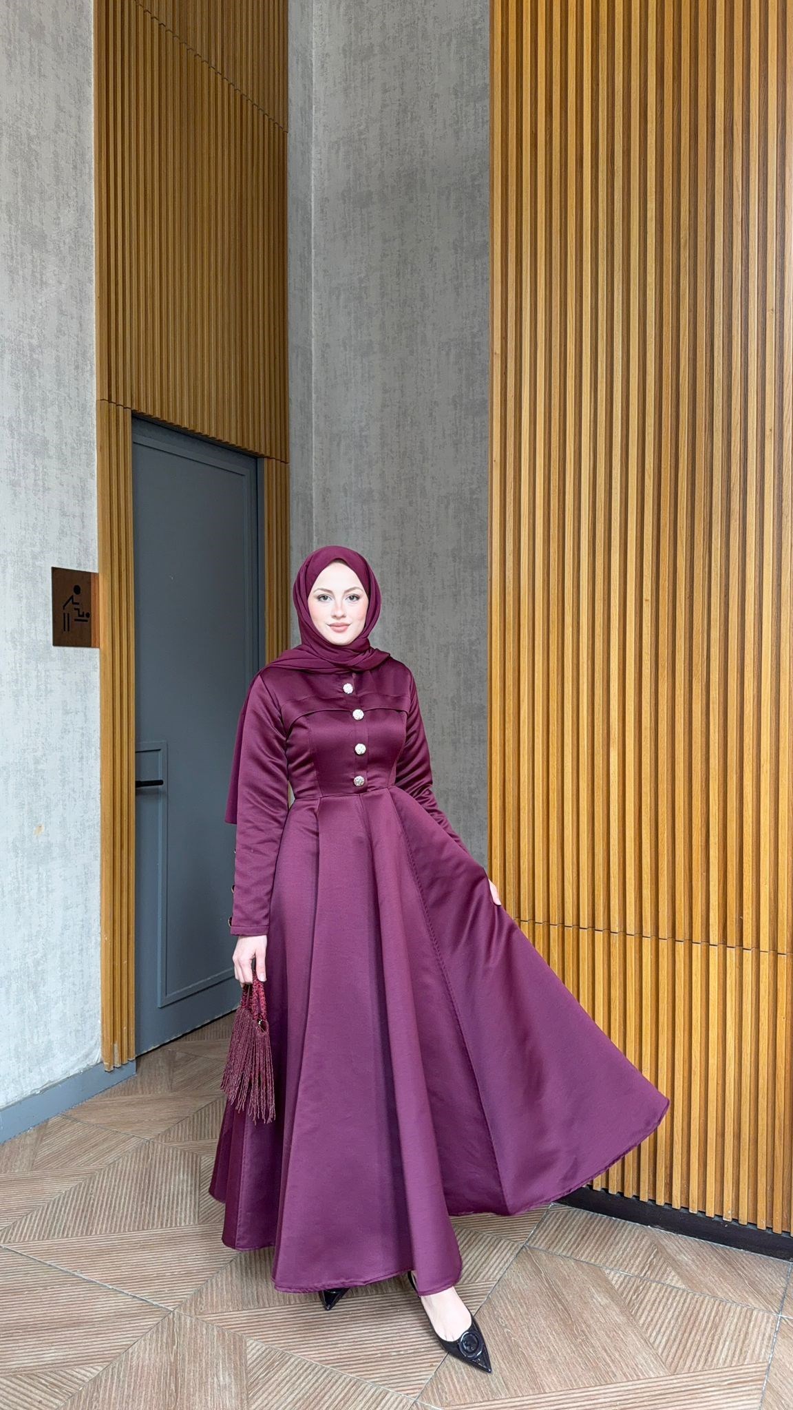 MEYSADESIGN ELBİSELER Hera Volanlı Abiye Bordo