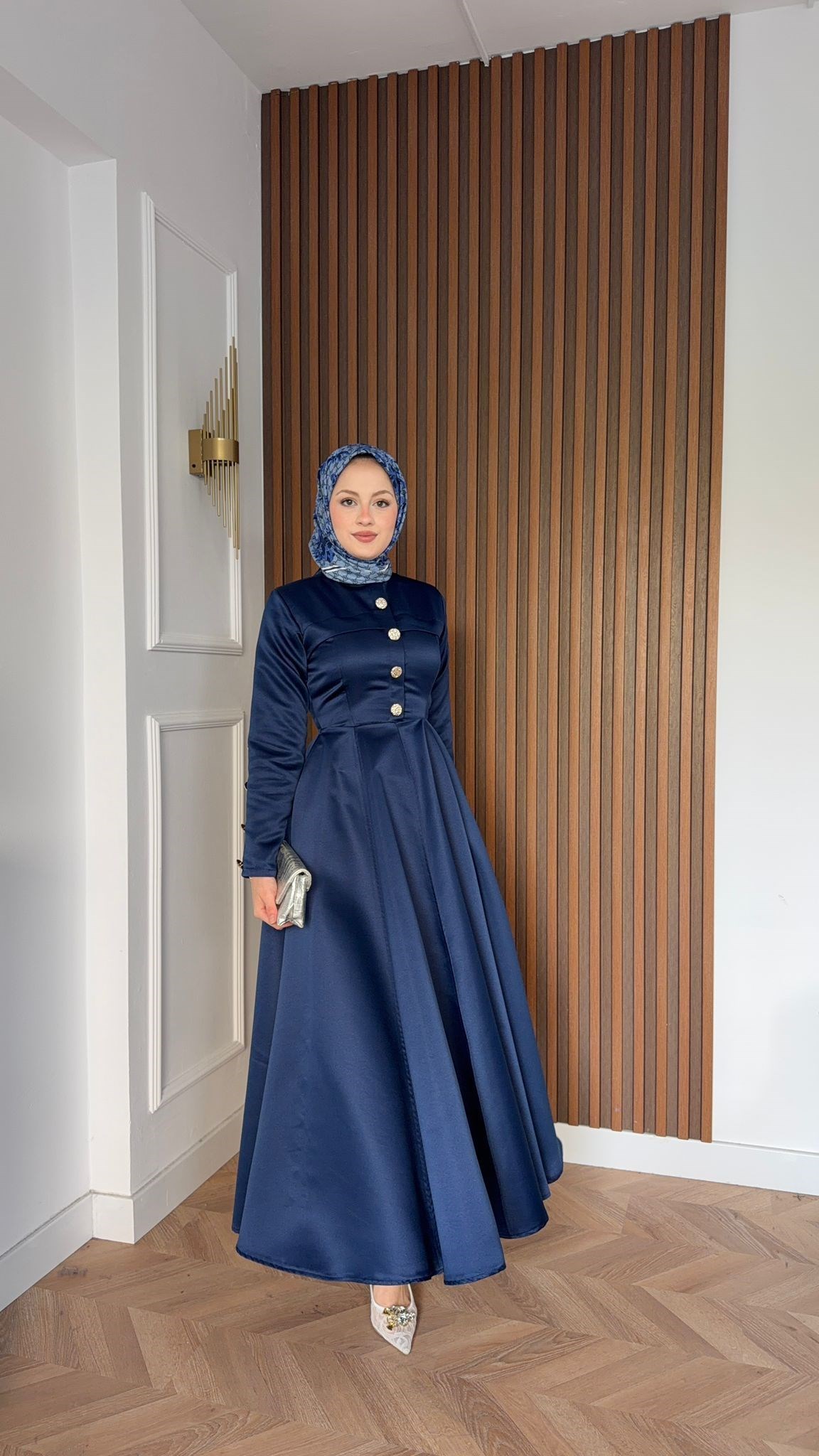 MEYSADESIGN ELBİSELER Hera Volanlı Abiye Lacivert