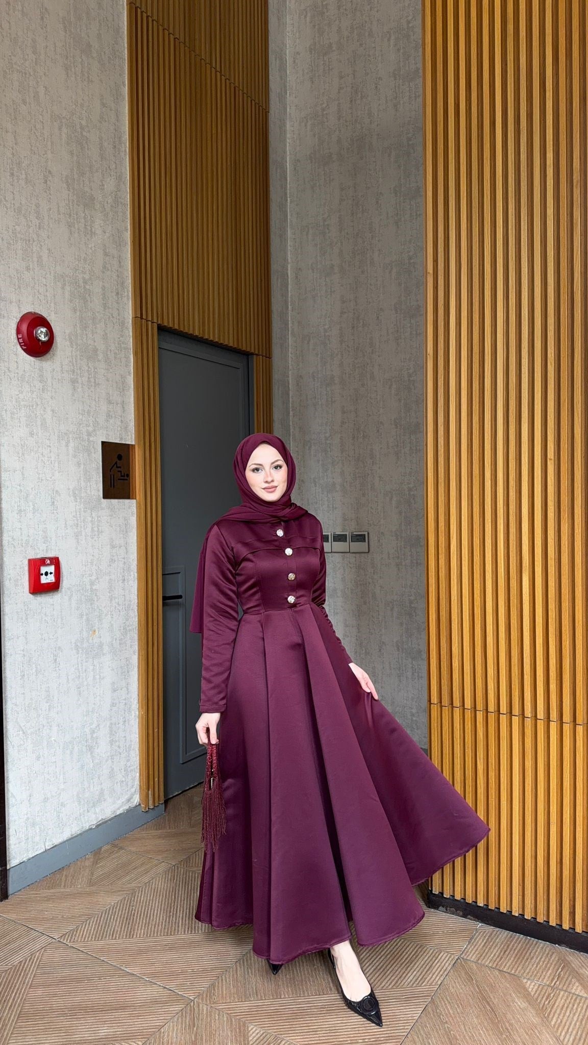 MEYSADESIGN ELBİSELER Hera Volanlı Abiye Bordo