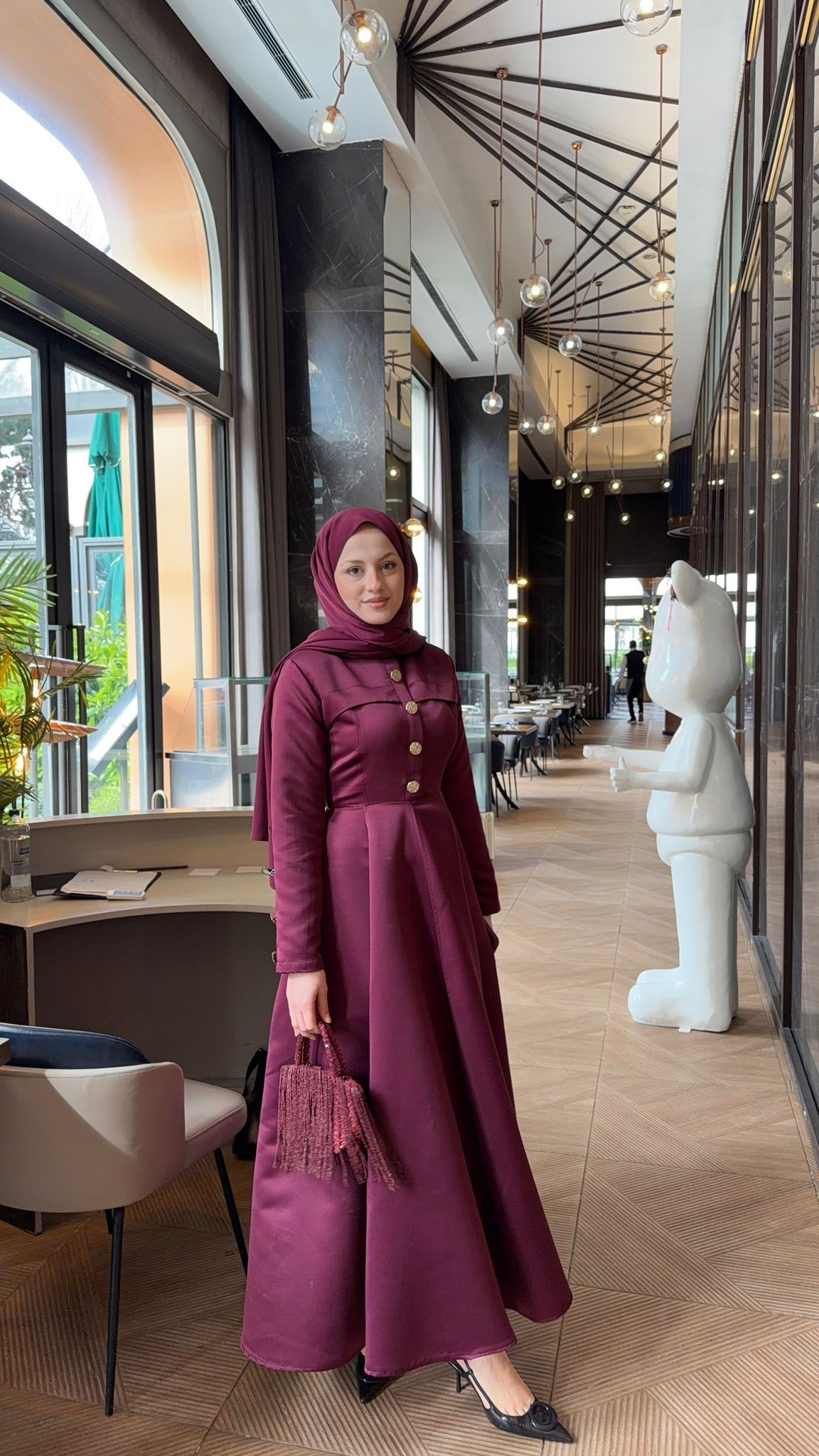 MEYSADESIGN ELBİSELER Hera Volanlı Abiye Bordo