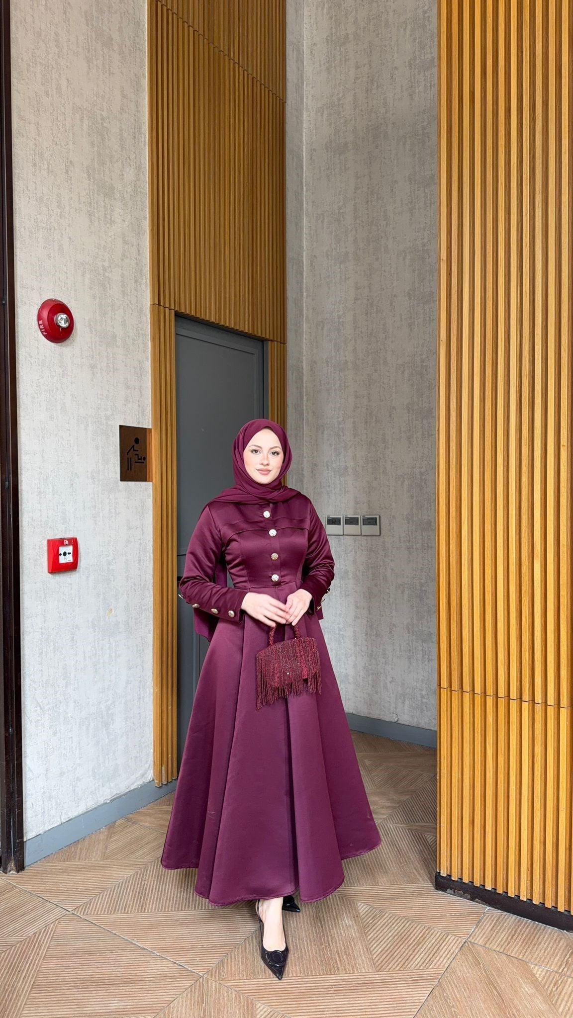 MEYSADESIGN ELBİSELER Hera Volanlı Abiye Bordo