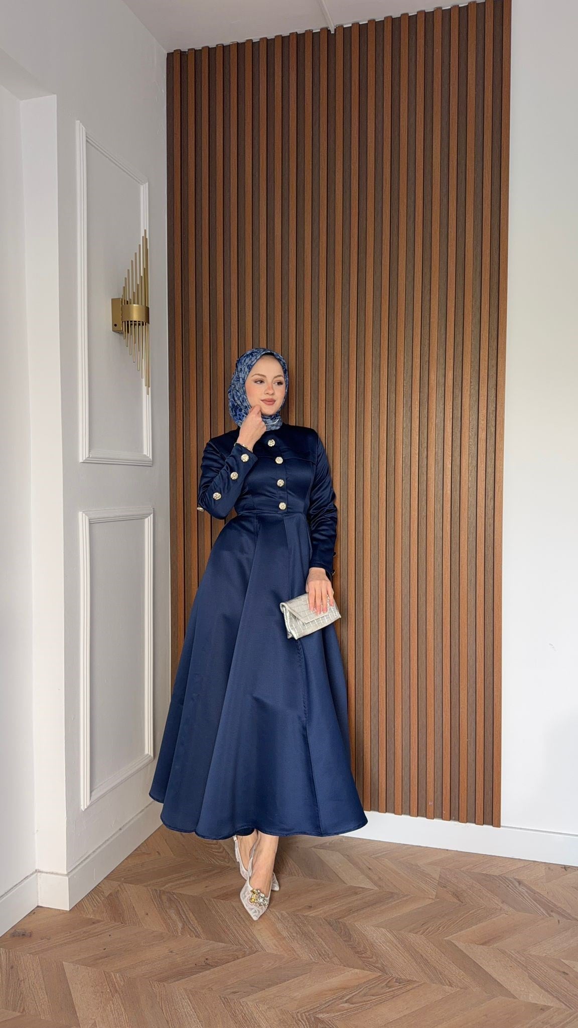 MEYSADESIGN ELBİSELER Hera Volanlı Abiye Lacivert