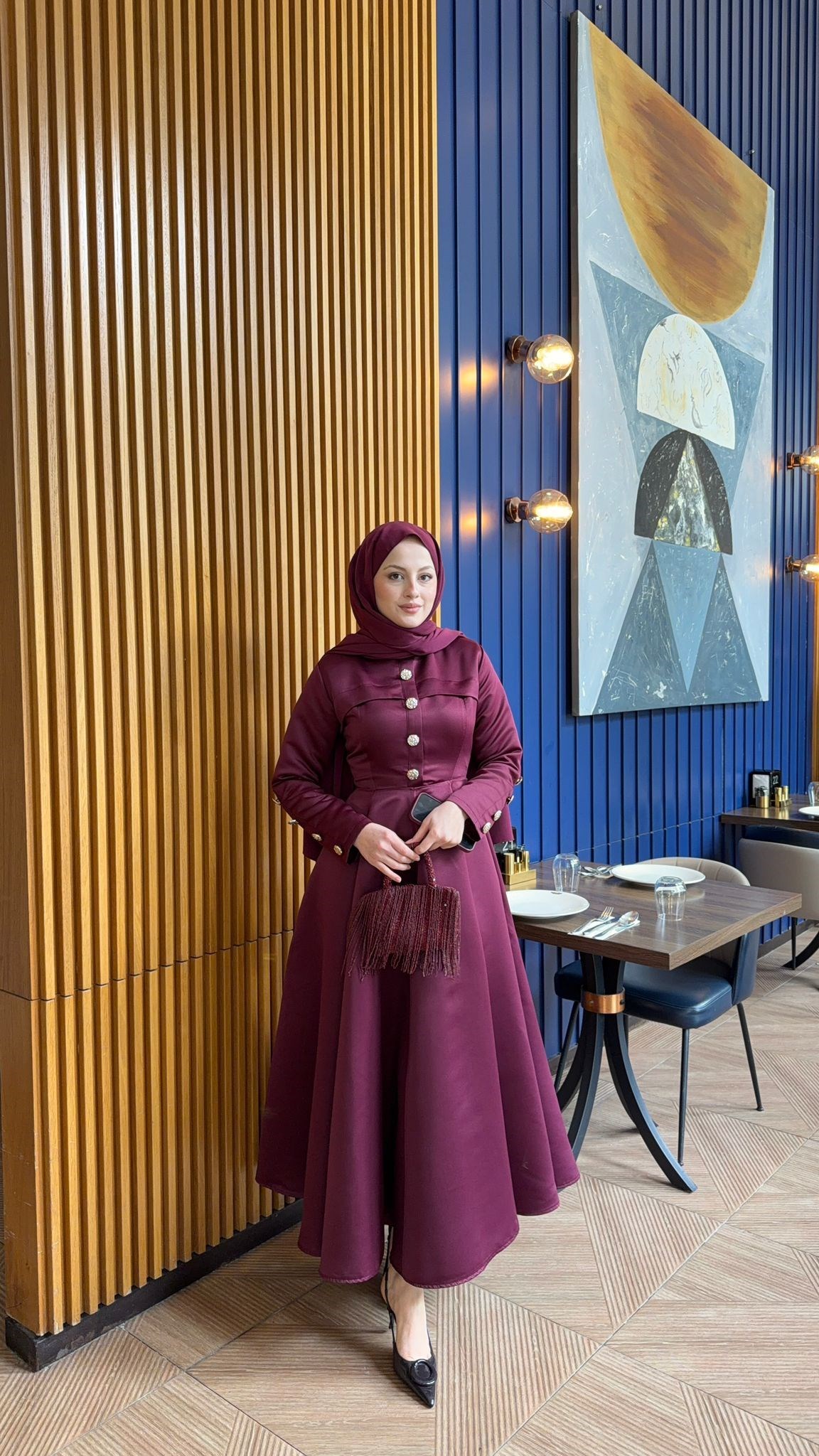 MEYSADESIGN ELBİSELER Hera Volanlı Abiye Bordo
