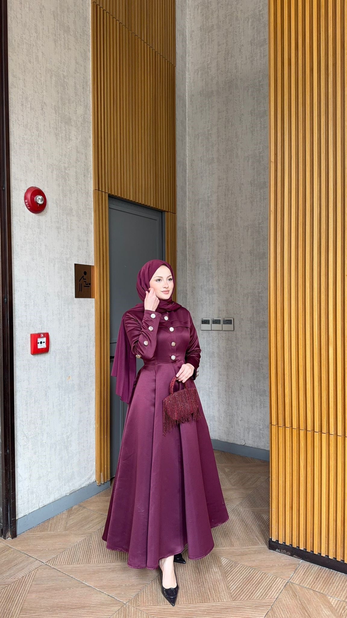 MEYSADESIGN ELBİSELER Hera Volanlı Abiye Bordo