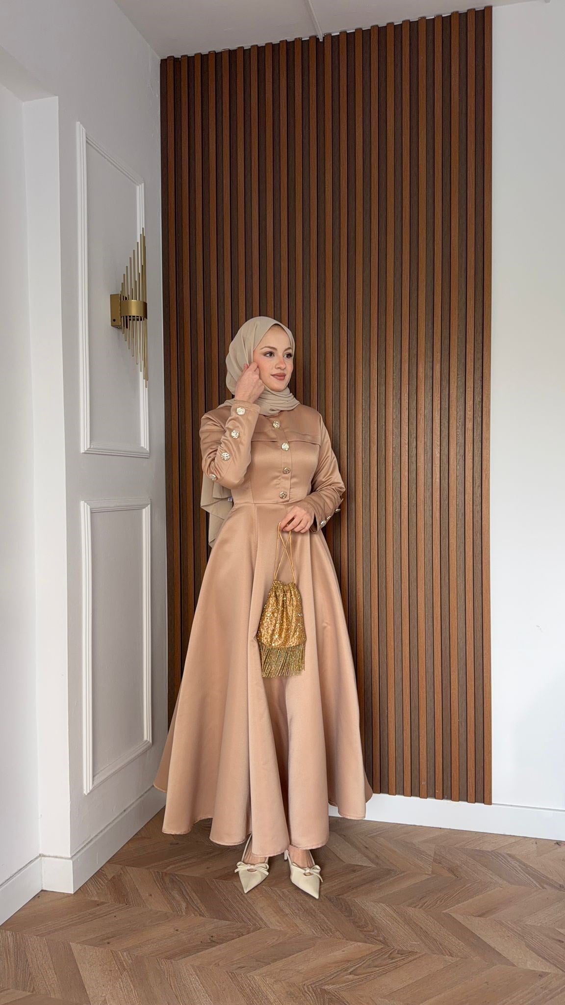 MEYSADESIGN ELBİSELER Hera Volanlı Abiye Krem