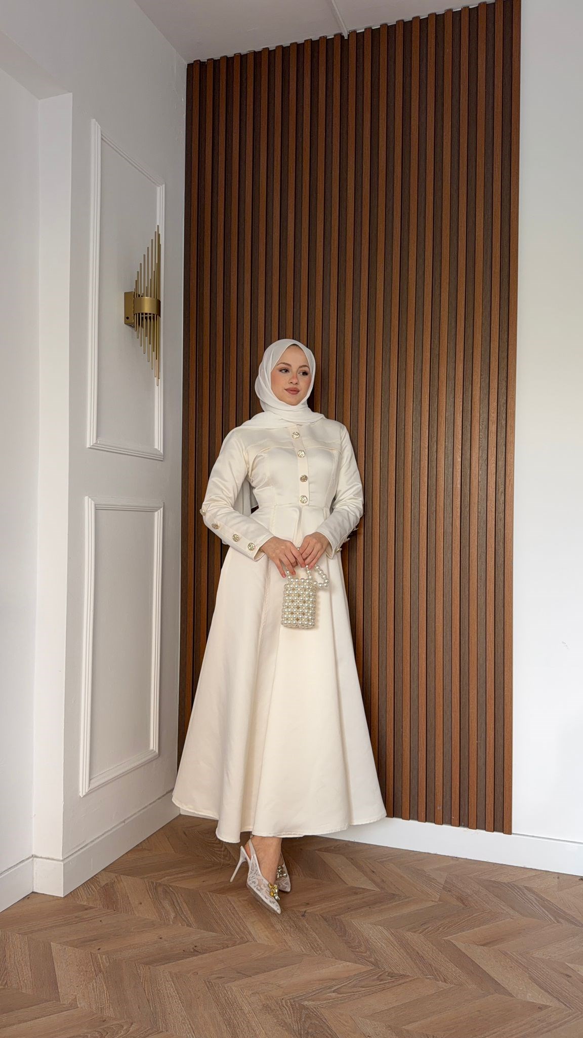 MEYSADESIGN ELBİSELER Hera Volanlı Abiye Ekru