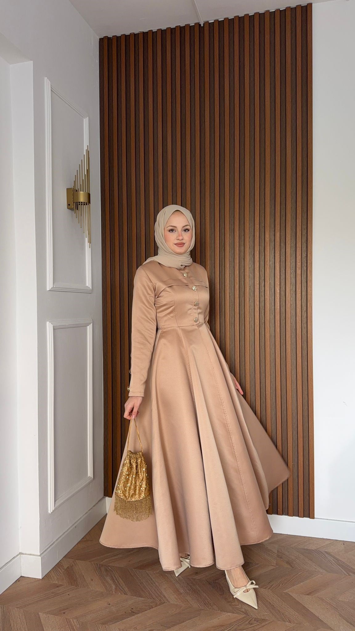 MEYSADESIGN ELBİSELER Hera Volanlı Abiye Krem