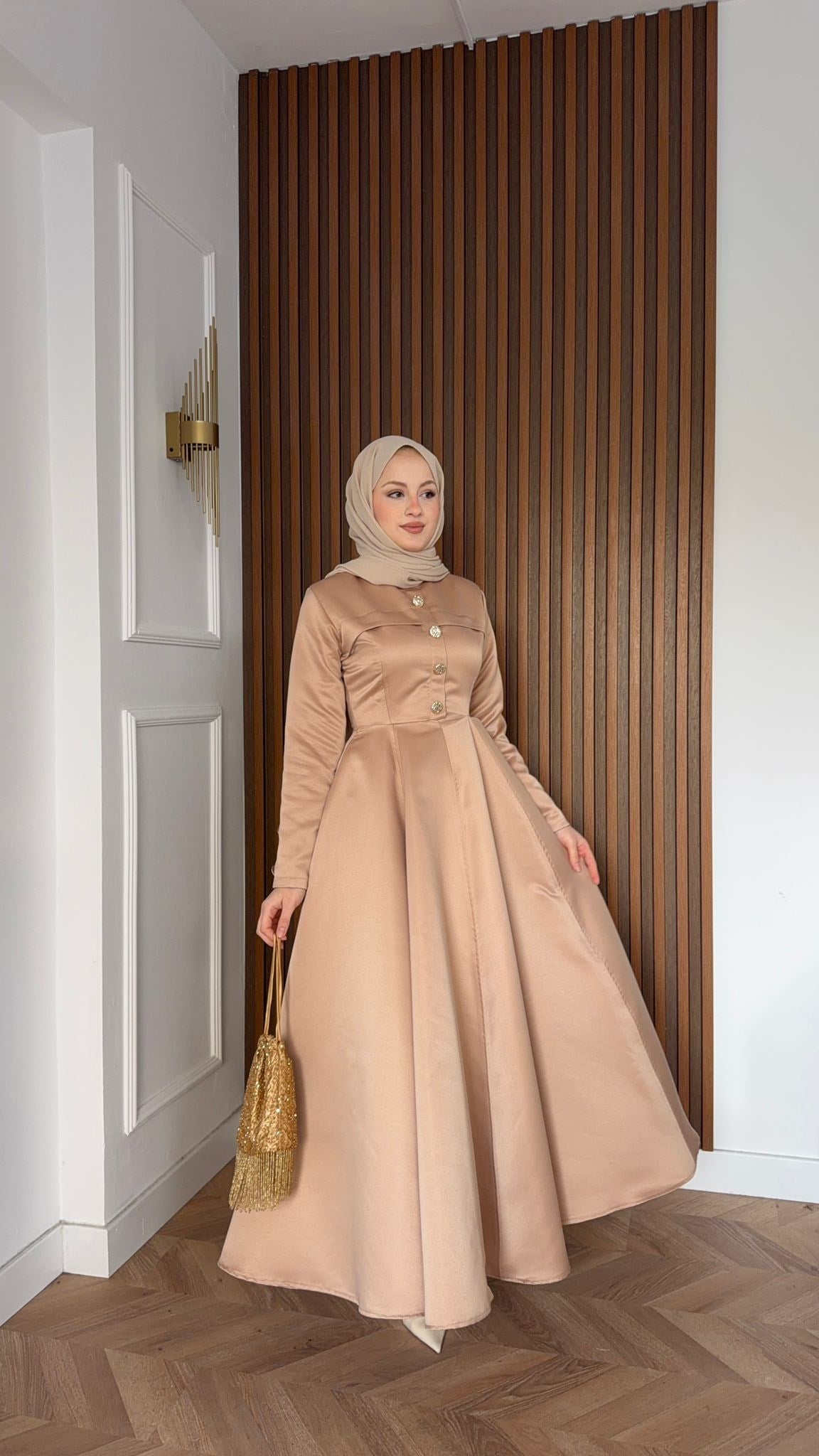 MEYSADESIGN ELBİSELER Hera Volanlı Abiye Krem