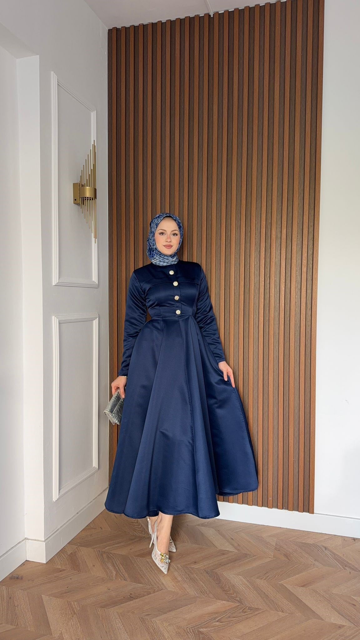 MEYSADESIGN ELBİSELER Hera Volanlı Abiye Lacivert