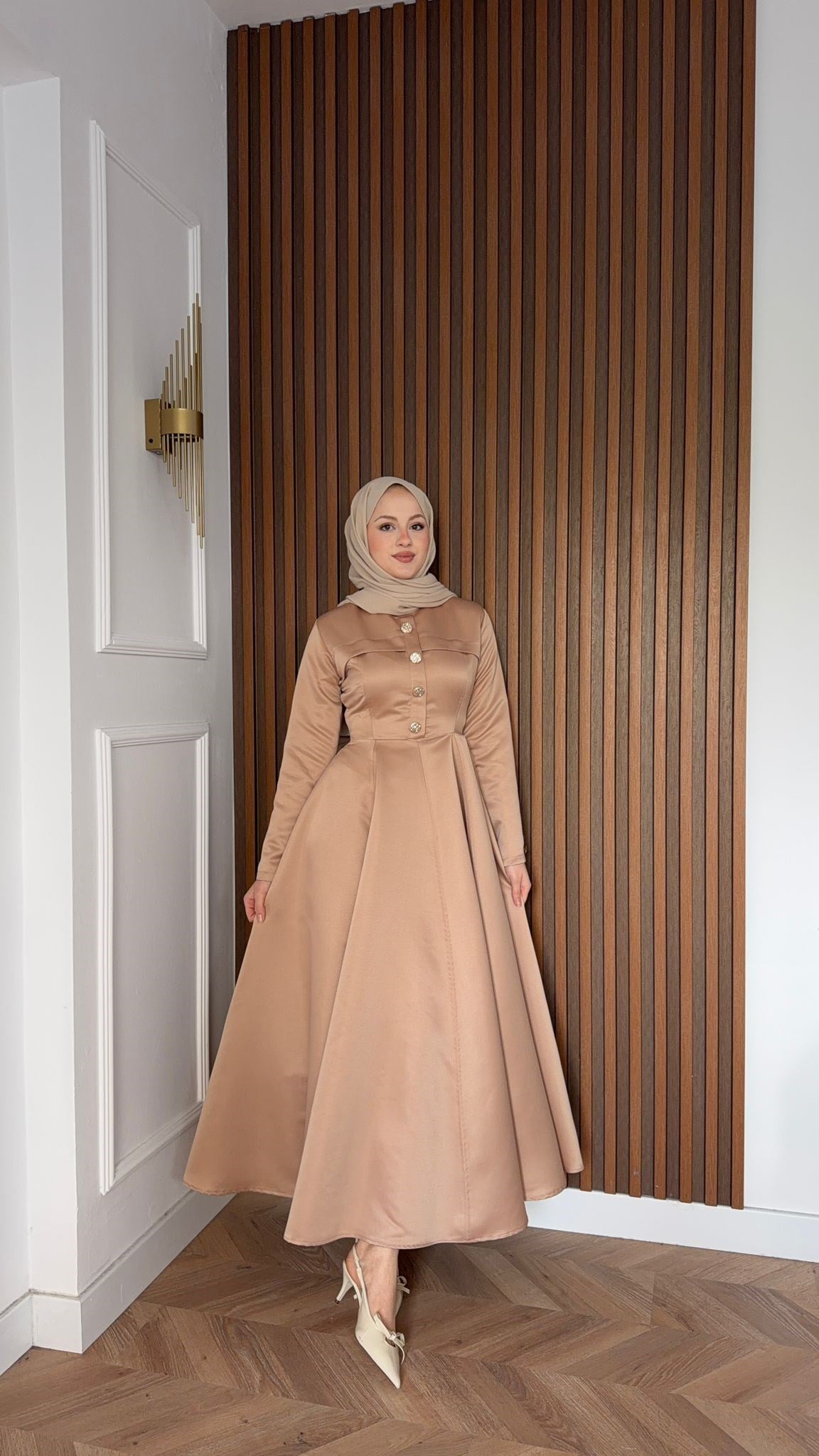 MEYSADESIGN ELBİSELER Hera Volanlı Abiye Krem