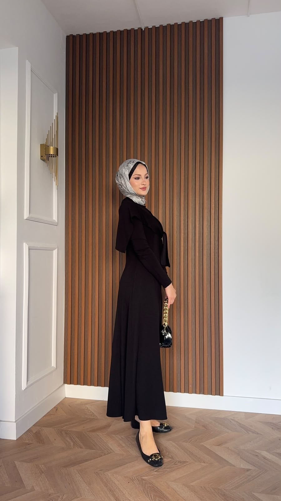 MEYSADESIGN ELBİSELER İdil Oysh Yakalı Elbise Siyah