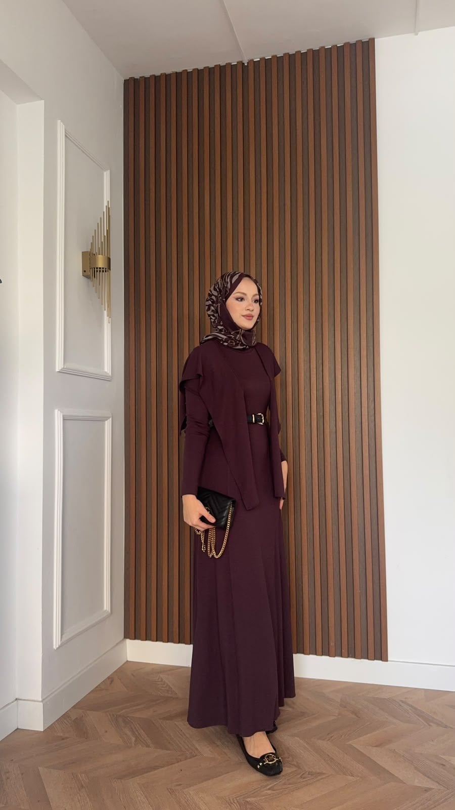 MEYSADESIGN ELBİSELER İdil Oysh Yakalı Elbise Bordo