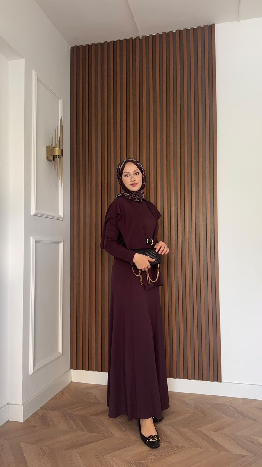 MEYSADESIGN ELBİSELER İdil Oysh Yakalı Elbise Bordo