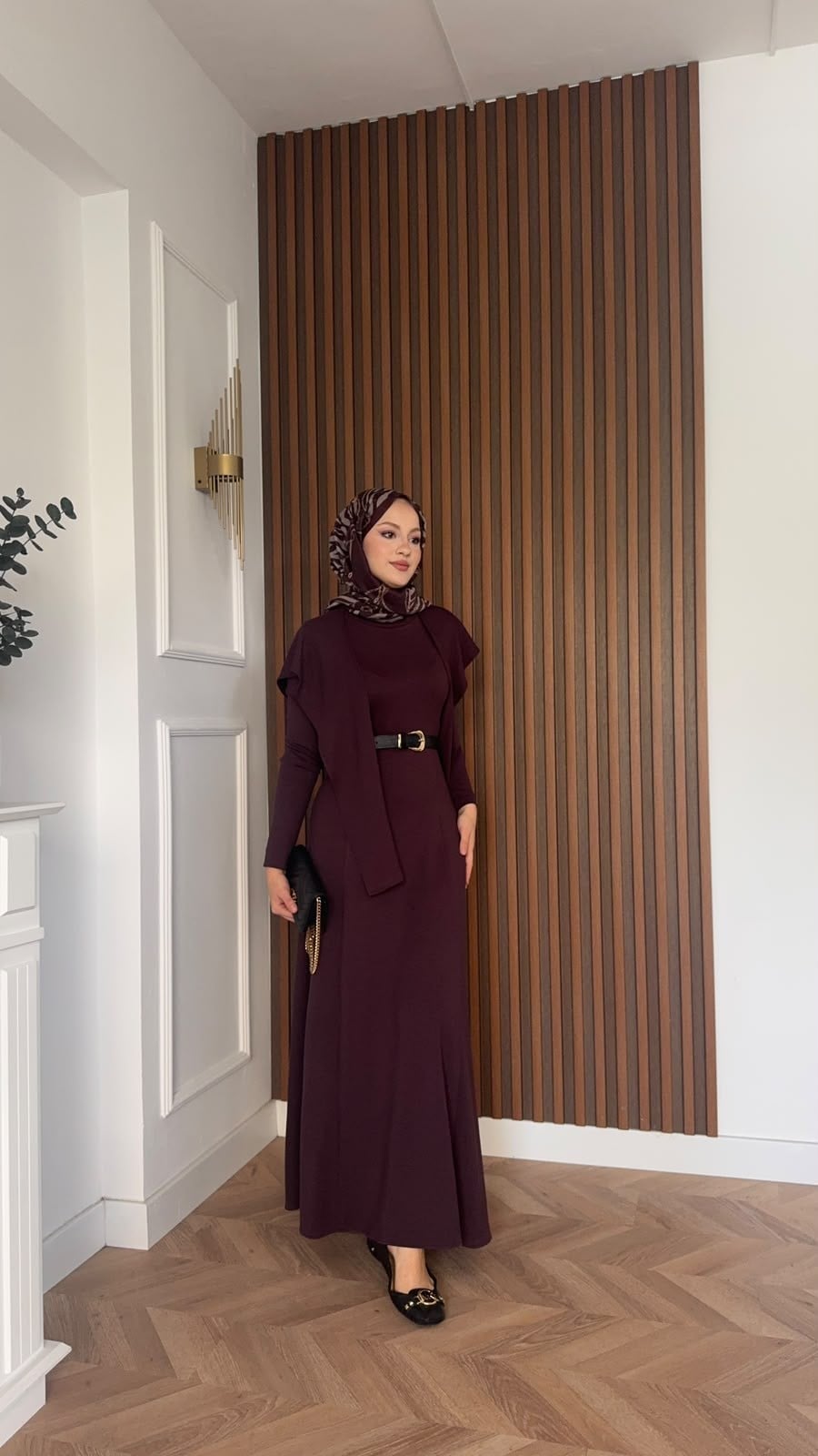 MEYSADESIGN ELBİSELER İdil Oysh Yakalı Elbise Bordo