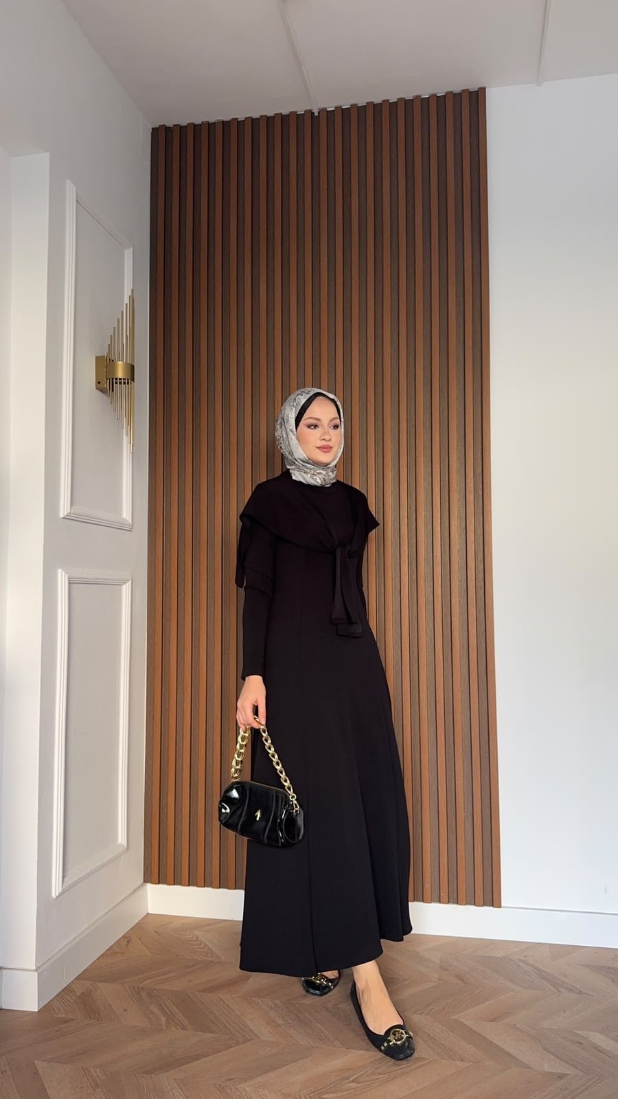 MEYSADESIGN ELBİSELER İdil Oysh Yakalı Elbise Siyah