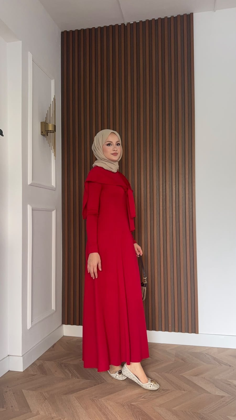 MEYSADESIGN ELBİSELER İdil Oysh Yakalı Elbise Kırmızı