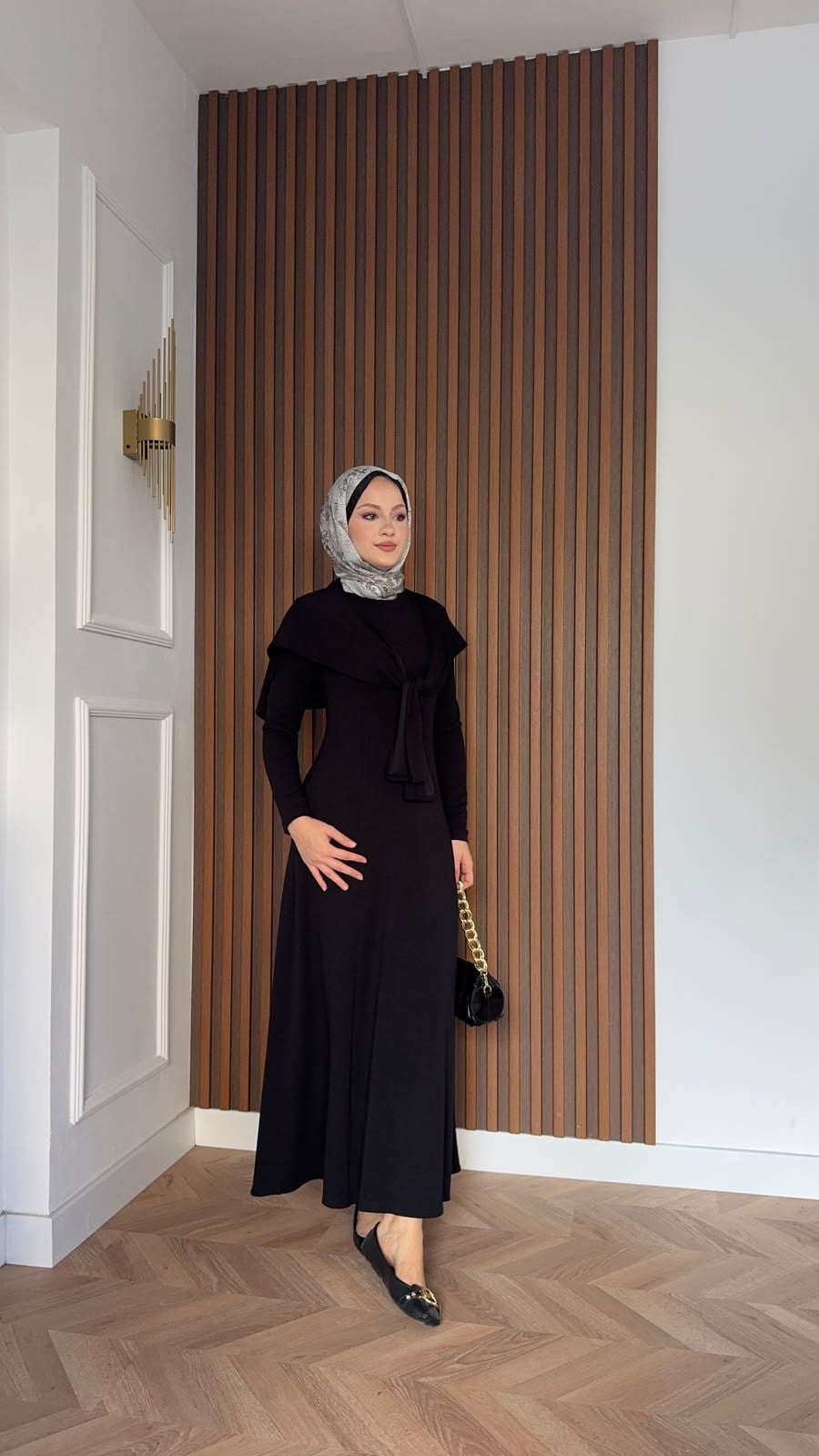 MEYSADESIGN ELBİSELER İdil Oysh Yakalı Elbise Siyah
